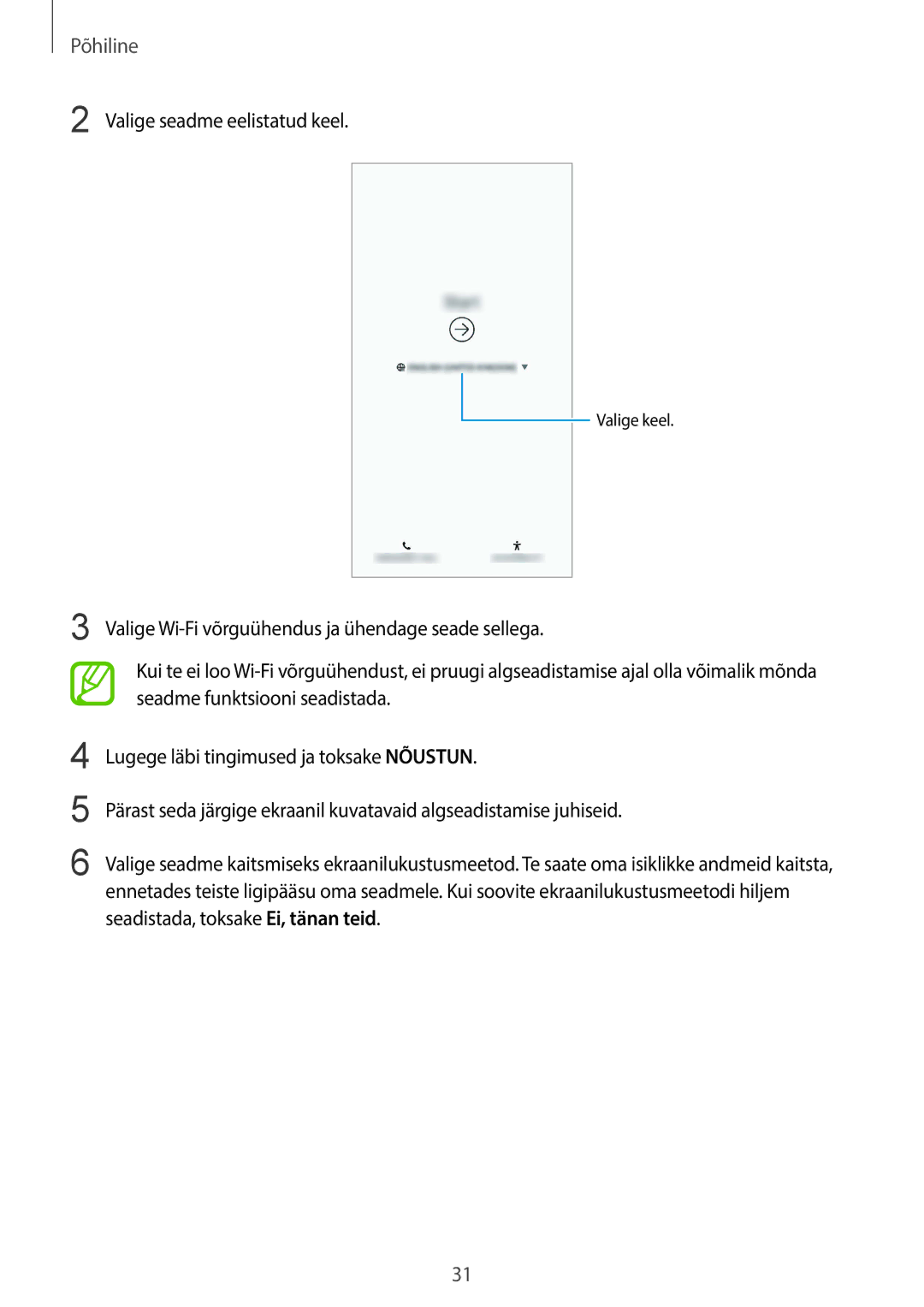 Samsung SM-G955FZKASEB, SM-G955FZSASEB, SM-G950FZSASEB, SM-G955FZVASEB, SM-G950FZVASEB manual Valige seadme eelistatud keel 