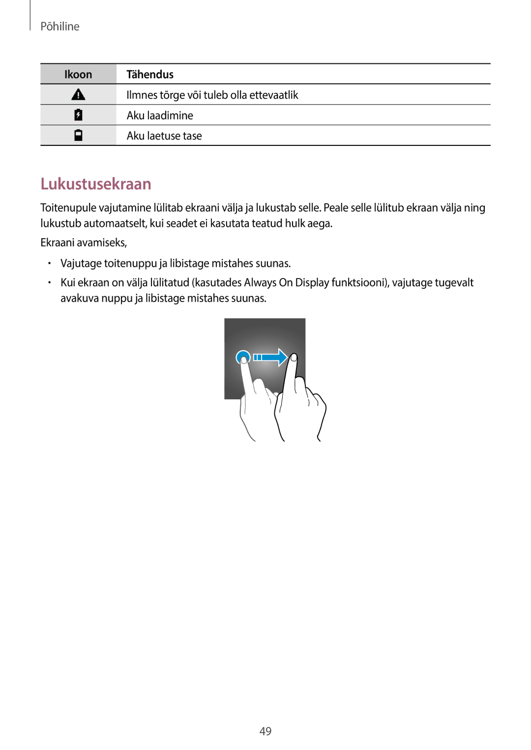 Samsung SM-G955FZSASEB, SM-G950FZSASEB, SM-G955FZVASEB, SM-G955FZKASEB, SM-G950FZVASEB, SM-G950FZIASEB manual Lukustusekraan 