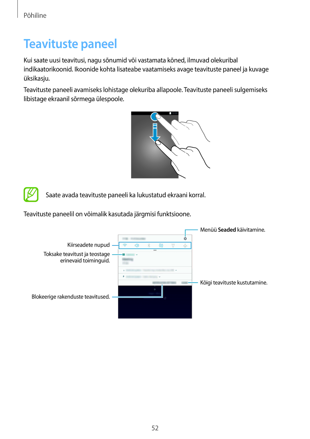 Samsung SM-G955FZKASEB, SM-G955FZSASEB, SM-G950FZSASEB, SM-G955FZVASEB, SM-G950FZVASEB, SM-G950FZIASEB manual Teavituste paneel 