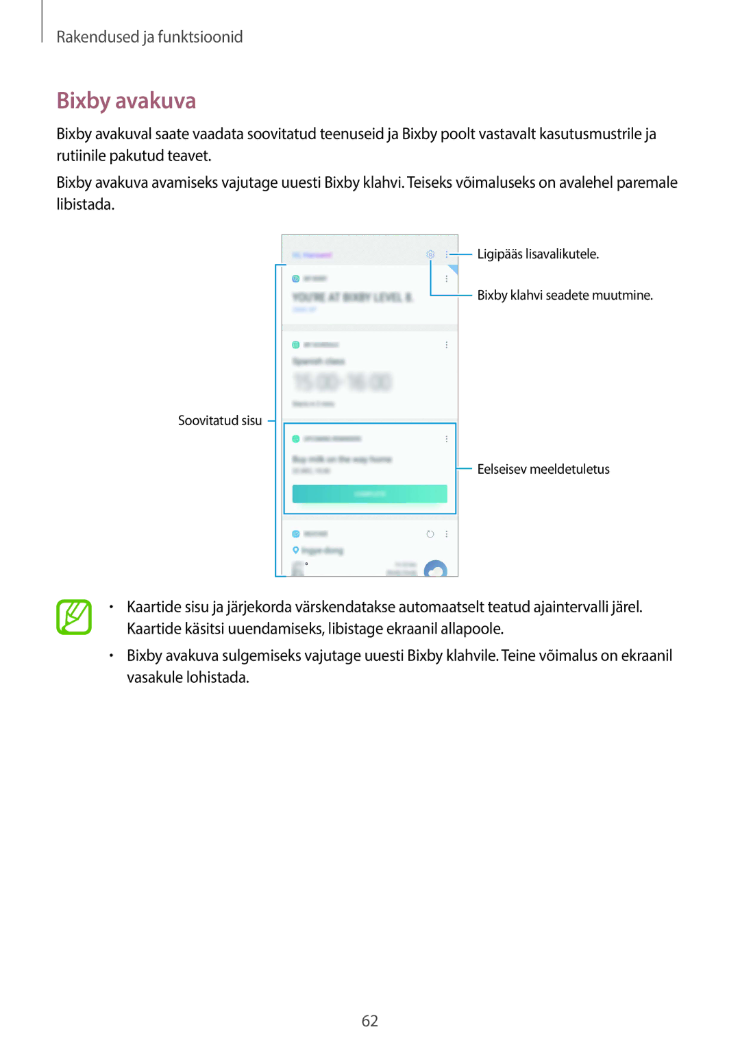 Samsung SM-G950FZKASEB, SM-G955FZSASEB, SM-G950FZSASEB, SM-G955FZVASEB, SM-G955FZKASEB, SM-G950FZVASEB manual Bixby avakuva 