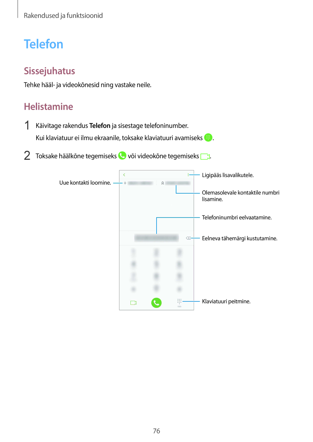 Samsung SM-G950FZKASEB, SM-G955FZSASEB, SM-G950FZSASEB Telefon, Helistamine, Tehke hääl- ja videokõnesid ning vastake neile 