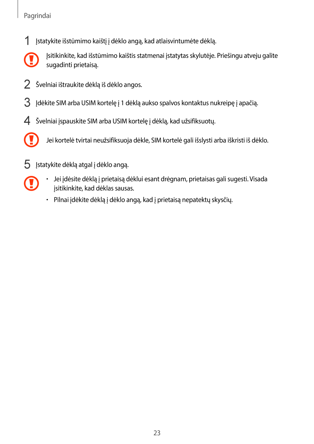 Samsung SM-G955FZVASEB, SM-G955FZSASEB, SM-G950FZSASEB, SM-G955FZKASEB, SM-G950FZVASEB, SM-G950FZIASEB manual Pagrindai 