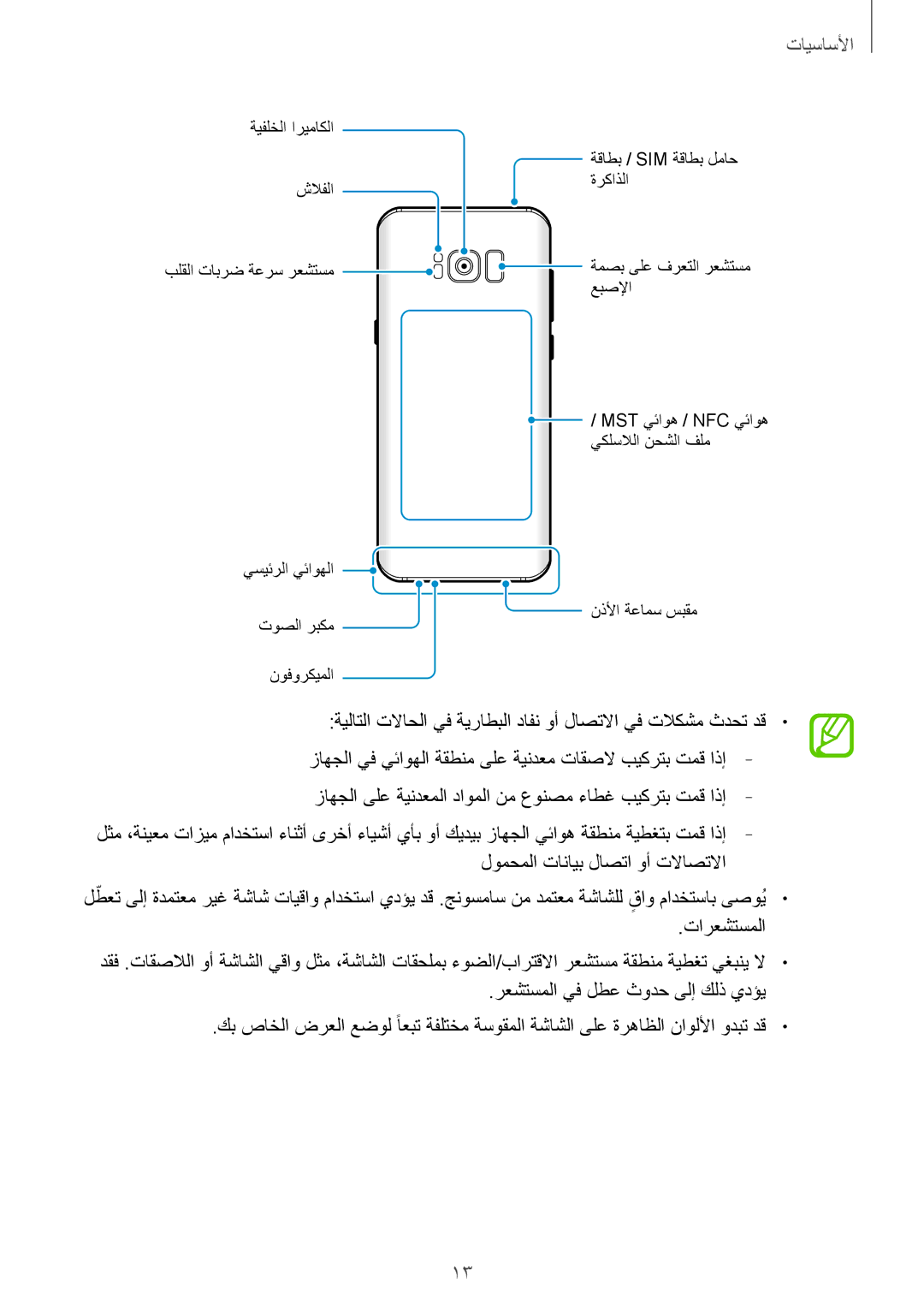 Samsung SM-G955FZDDKSA, SM-G955FZVDKSA, SM-G950FZKDKSA, SM-G955FZBDKSA, SM-G950FZDDKSA, SM-G950FZVDKSA manual الأساسيأا 