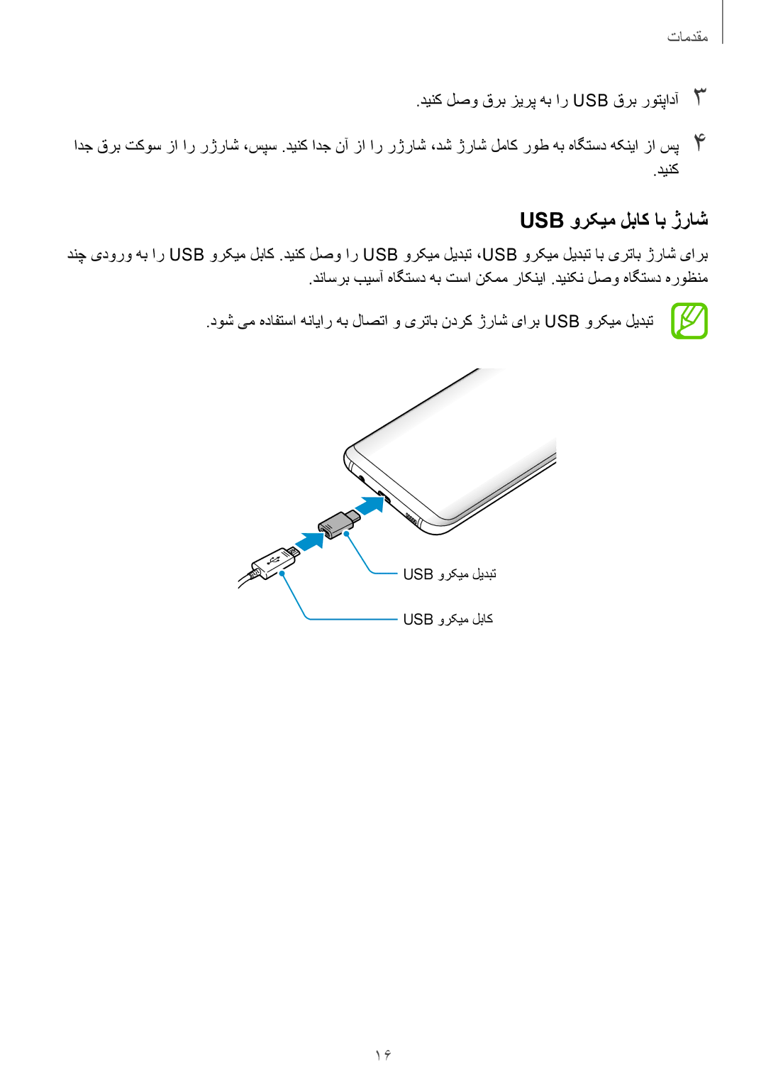 Samsung SM-G955FZVDKSA, SM-G950FZKDKSA, SM-G955FZBDKSA Usb ورکیم لباک اب ژراش, دینک لصو قرب زیرپ هب ار USB قرب روتپادآ3 