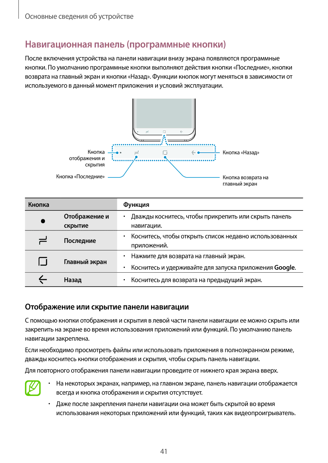 Samsung SM-G965FZBDSEB, SM-G960FZBDSEB Навигационная панель программные кнопки, Отображение или скрытие панели навигации 