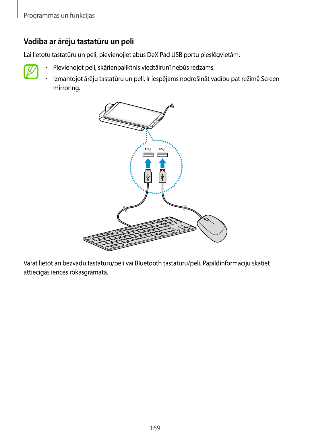 Samsung SM-G965FZKDSEB, SM-G960FZBDSEB, SM-G965FZBDSEB, SM-G965FZPDSEB, SM-G960FZKDSEB manual Vadība ar ārēju tastatūru un peli 