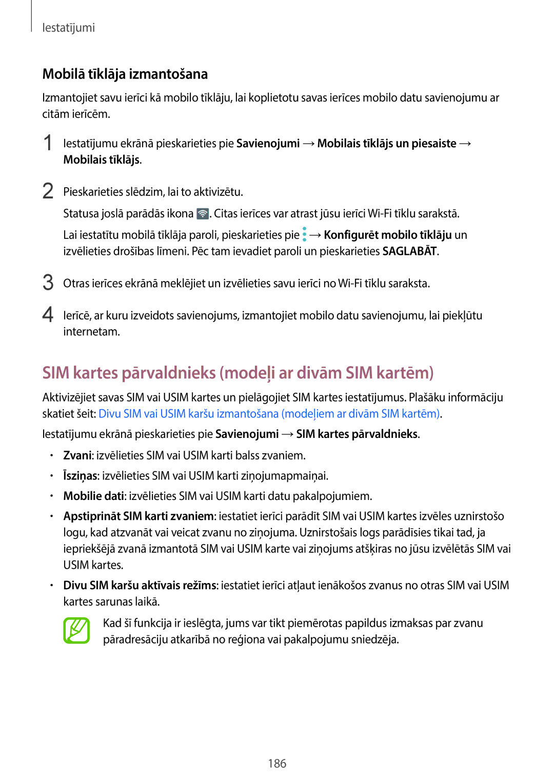 Samsung SM-G960FZBDSEB, SM-G965FZKDSEB manual SIM kartes pārvaldnieks modeļi ar divām SIM kartēm, Mobilā tīklāja izmantošana 