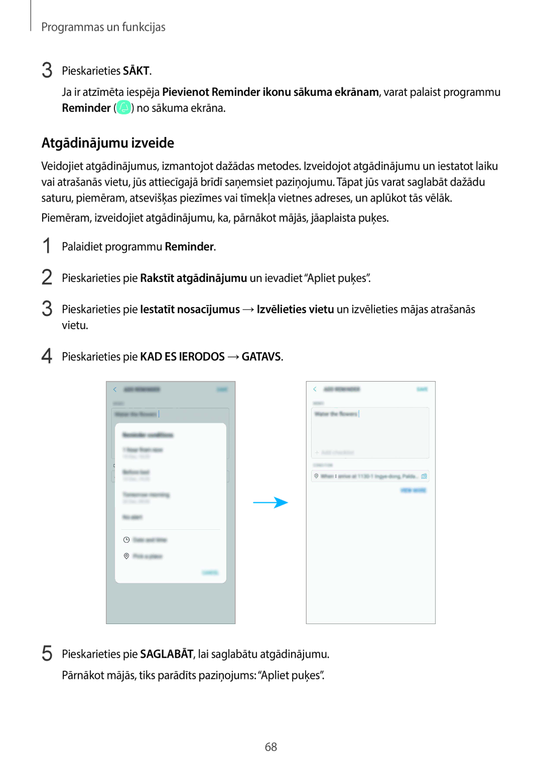 Samsung SM-G965FZBDSEB, SM-G960FZBDSEB, SM-G965FZKDSEB, SM-G965FZPDSEB manual Atgādinājumu izveide, Pieskarieties Sākt 