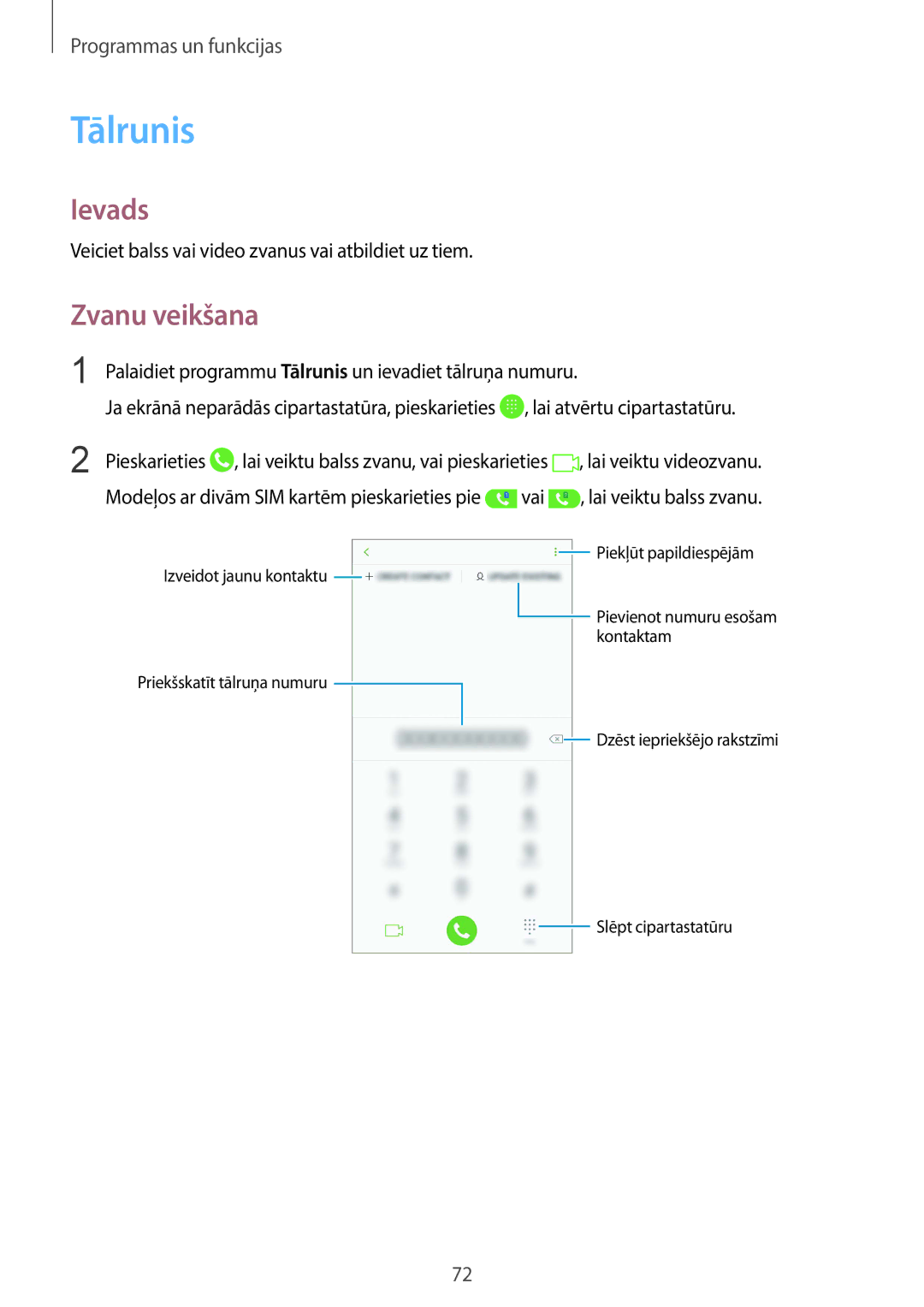 Samsung SM-G960FZBDSEB, SM-G965FZKDSEB manual Tālrunis, Zvanu veikšana, Veiciet balss vai video zvanus vai atbildiet uz tiem 