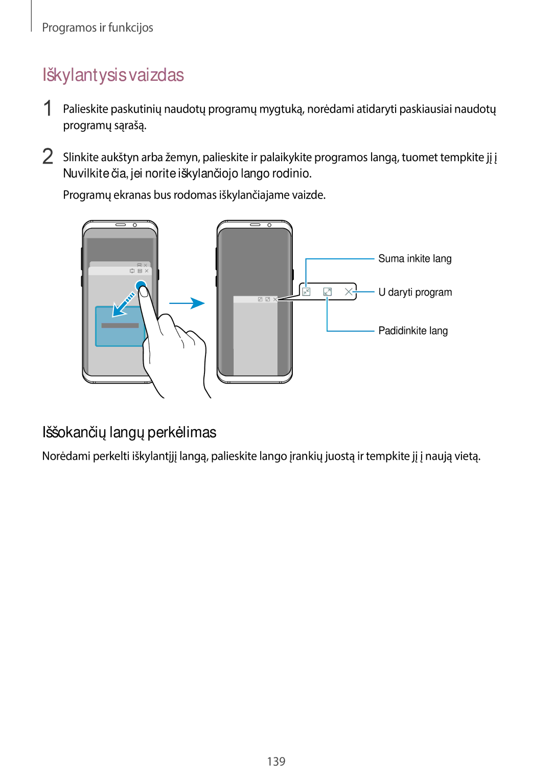 Samsung SM-G965FZKDSEB, SM-G960FZBDSEB, SM-G965FZBDSEB Iškylantysis vaizdas, Iššokančių langų perkėlimas, Programų sąrašą 