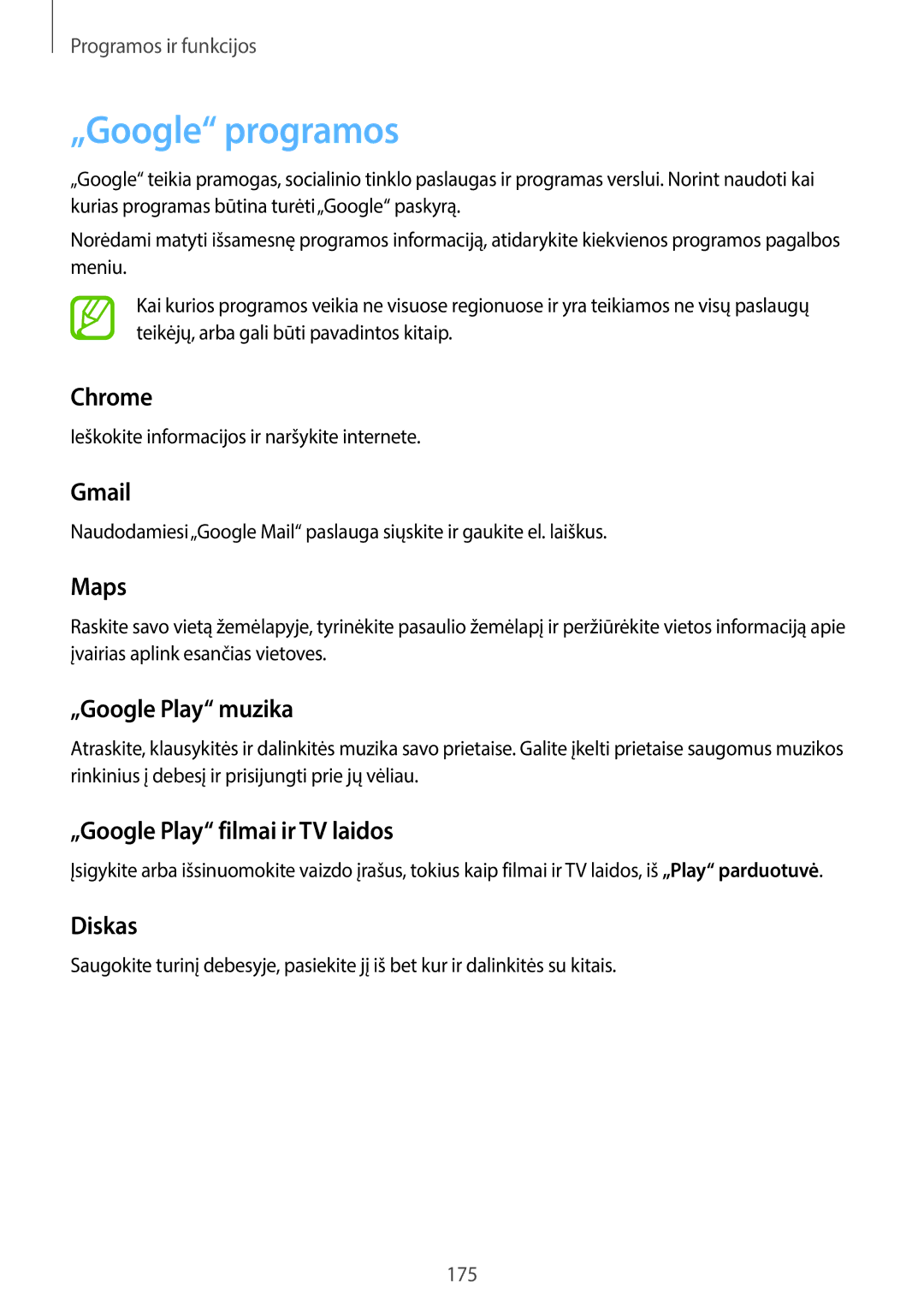 Samsung SM-G965FZKDSEB, SM-G960FZBDSEB, SM-G965FZBDSEB, SM-G965FZPDSEB, SM-G960FZKDSEB, SM-G960FZPDSEB manual „Google programos 