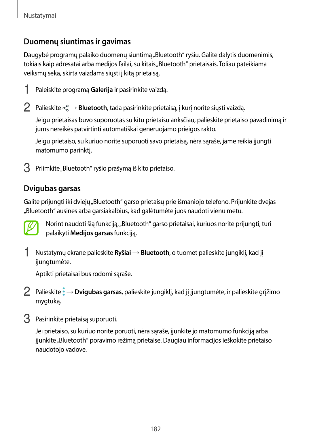 Samsung SM-G965FZBDSEB, SM-G960FZBDSEB, SM-G965FZKDSEB, SM-G965FZPDSEB manual Duomenų siuntimas ir gavimas, Dvigubas garsas 