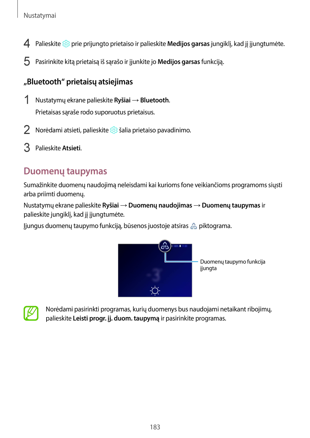 Samsung SM-G965FZPDSEB, SM-G960FZBDSEB, SM-G965FZKDSEB, SM-G965FZBDSEB Duomenų taupymas, „Bluetooth prietaisų atsiejimas 