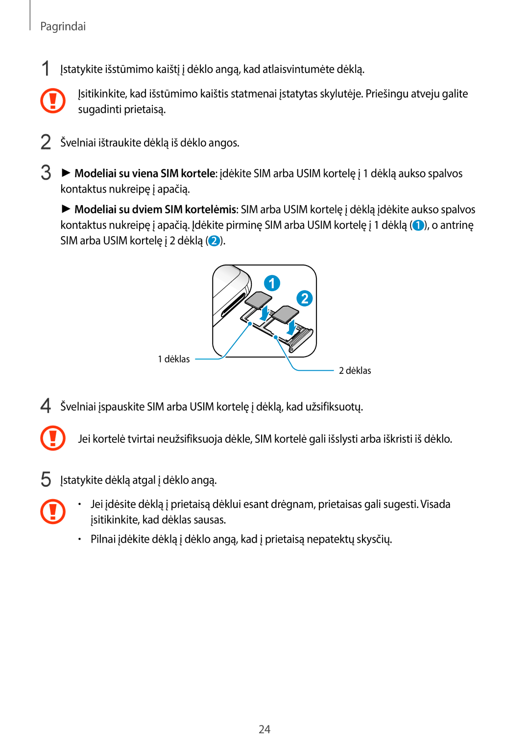 Samsung SM-G960FZBDSEB, SM-G965FZKDSEB, SM-G965FZBDSEB, SM-G965FZPDSEB, SM-G960FZKDSEB, SM-G960FZPDSEB manual Dėklas 