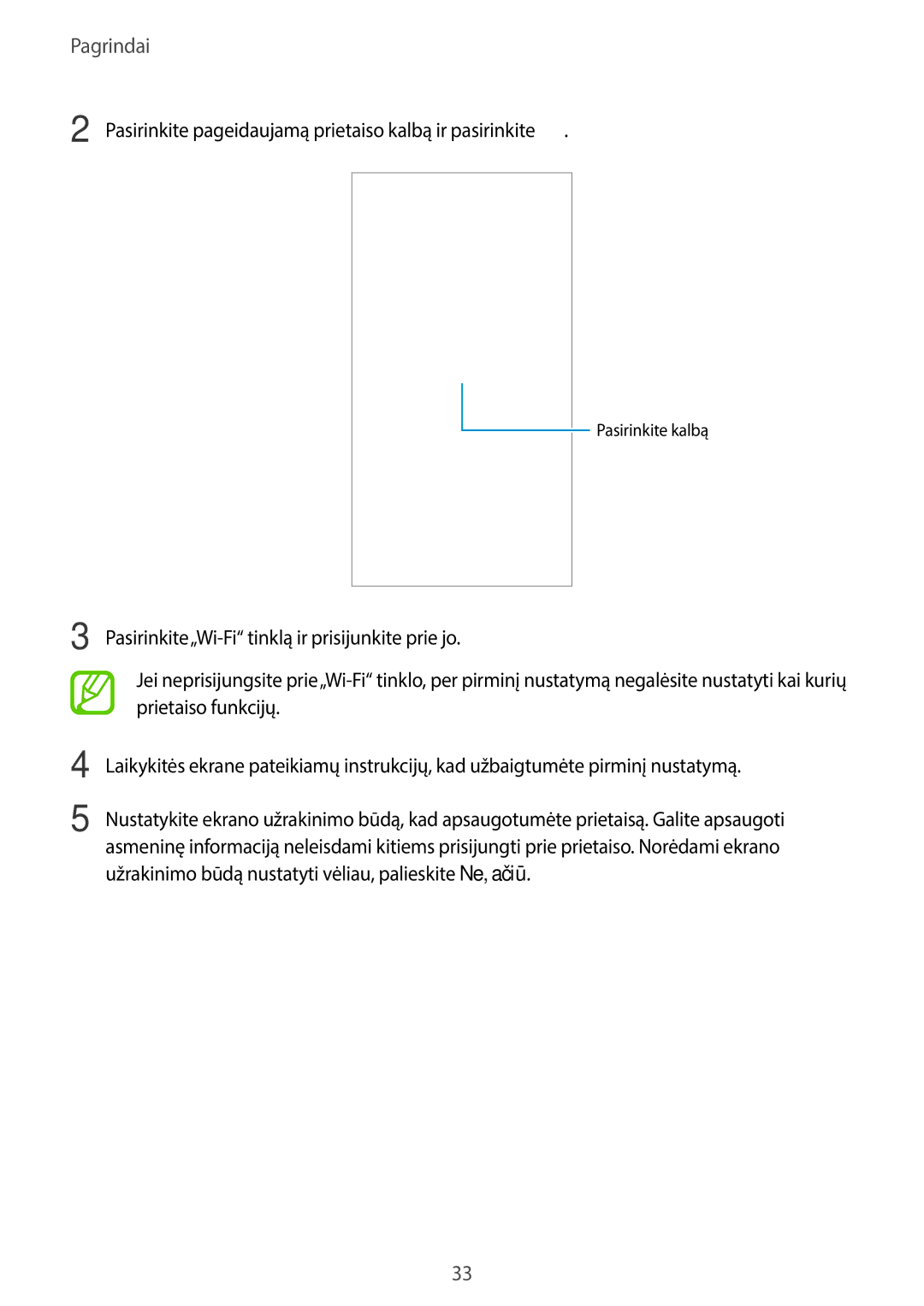 Samsung SM-G965FZPDSEB, SM-G960FZBDSEB, SM-G965FZKDSEB manual Pasirinkite pageidaujamą prietaiso kalbą ir pasirinkite 