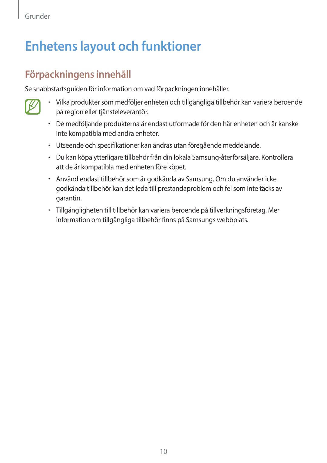 Samsung SM-G965FZKDNEE, SM-G960FZKDNEE, SM-G960FZBDNEE manual Enhetens layout och funktioner, Förpackningens innehåll 