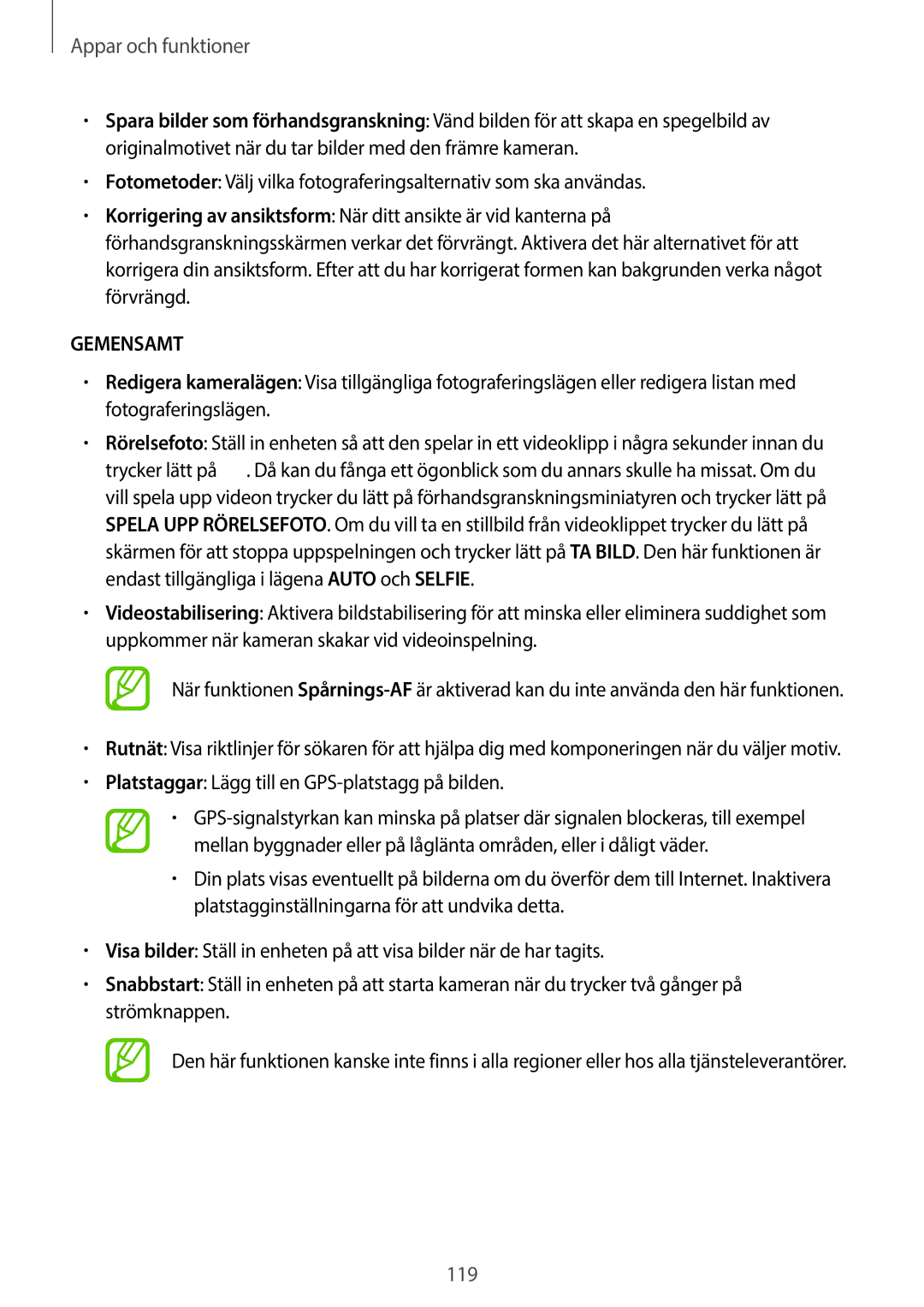 Samsung SM-G965FZPDNEE, SM-G960FZKDNEE, SM-G960FZBDNEE manual Gemensamt, Platstaggar Lägg till en GPS-platstagg på bilden 