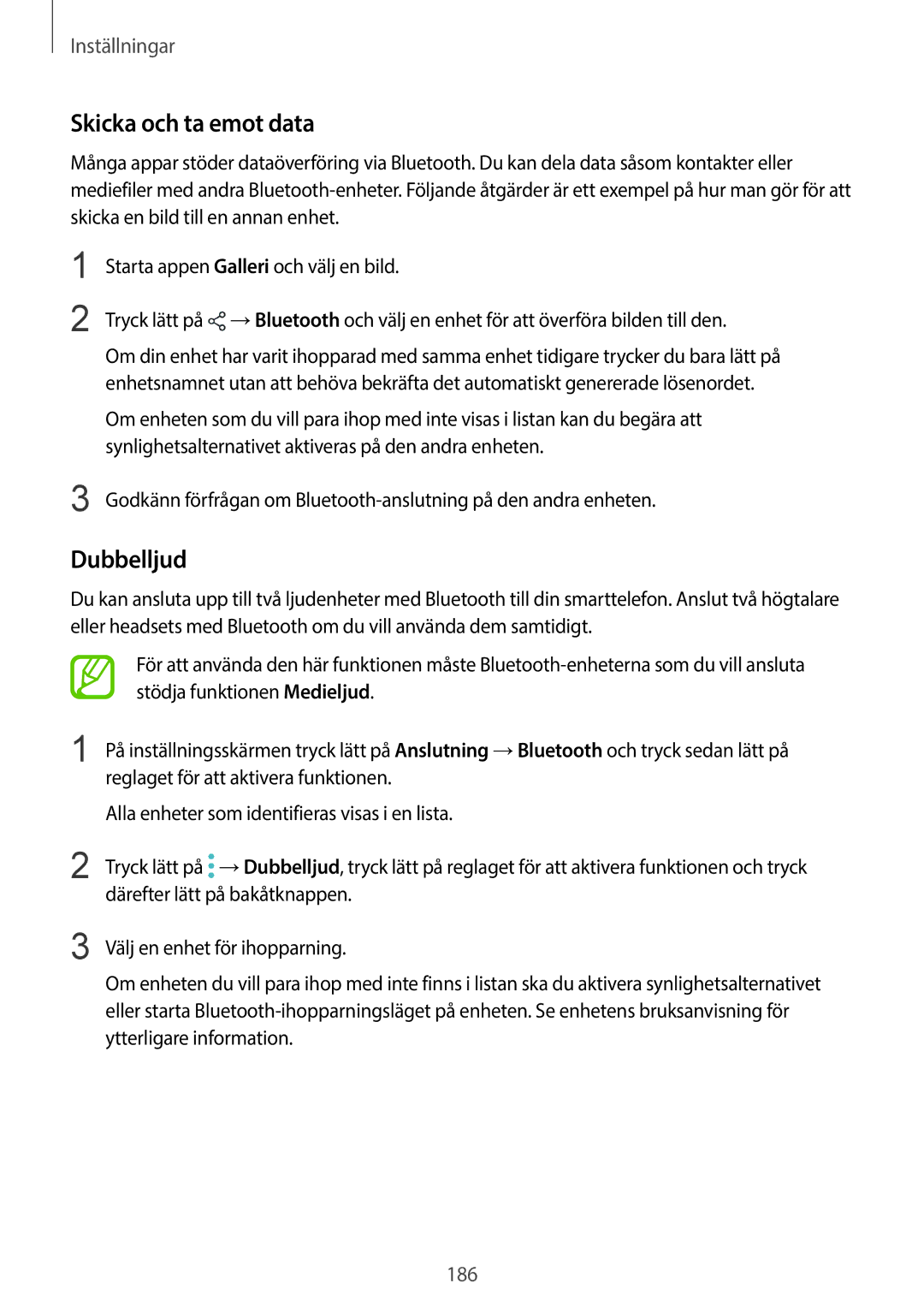 Samsung SM-G960FZKDNEE, SM-G960FZBDNEE, SM-G960FZPDNEE, SM-G965FZBDNEE, SM-G965FZKDNEE Skicka och ta emot data, Dubbelljud 