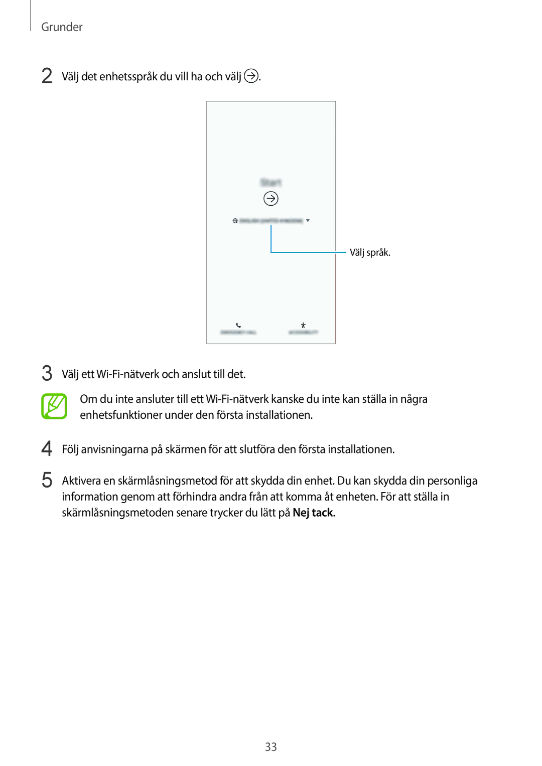 Samsung SM-G965FZBDNEE, SM-G960FZKDNEE, SM-G960FZBDNEE, SM-G960FZPDNEE manual Välj det enhetsspråk du vill ha och välj 