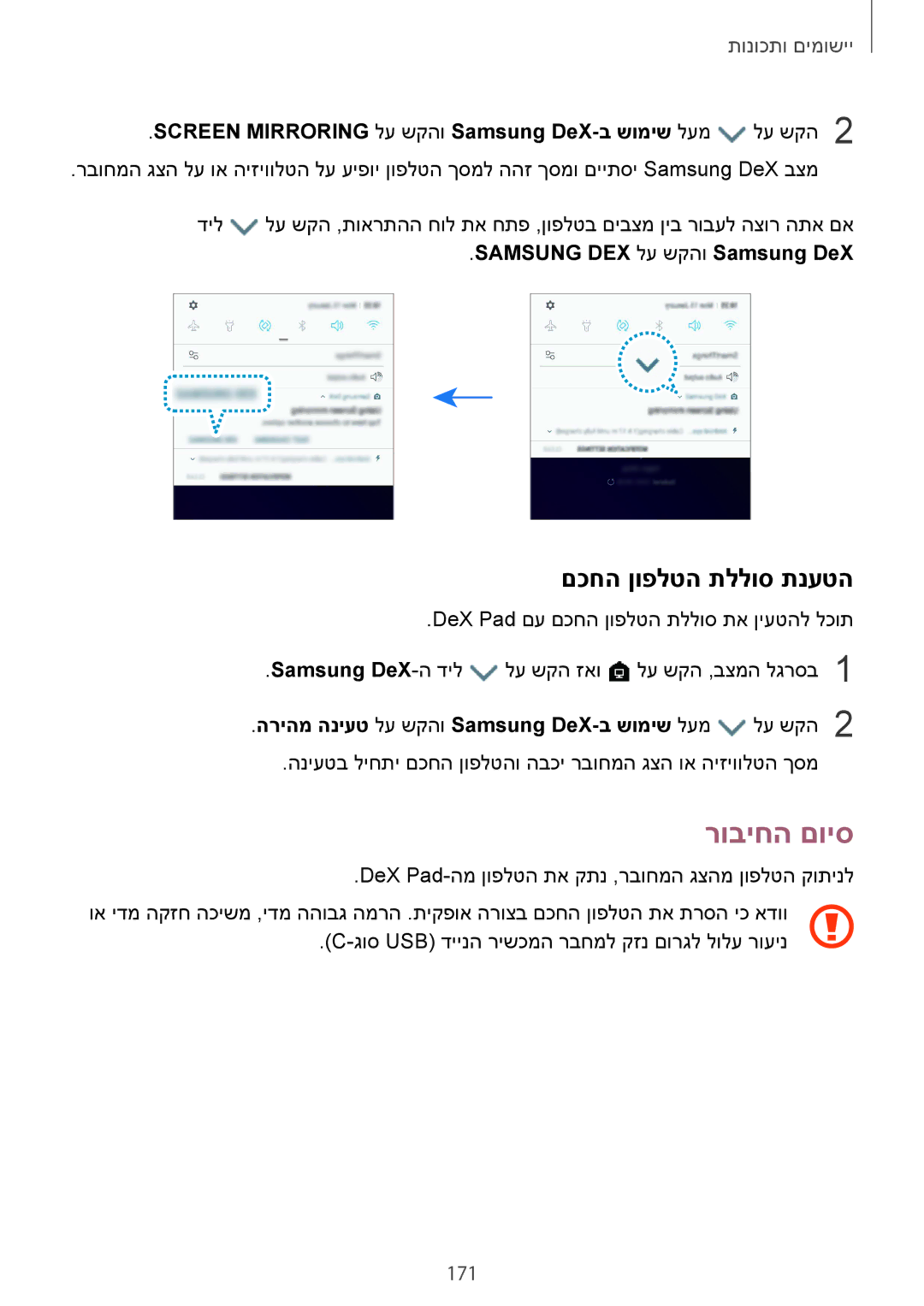 Samsung SM-G960FZKAILO, SM-G960FZPAILO, SM-G960FZAAILO, SM-G965FZKEILO manual רוביחה םויס, םכחה ןופלטה תללוס תנעטה, 171 