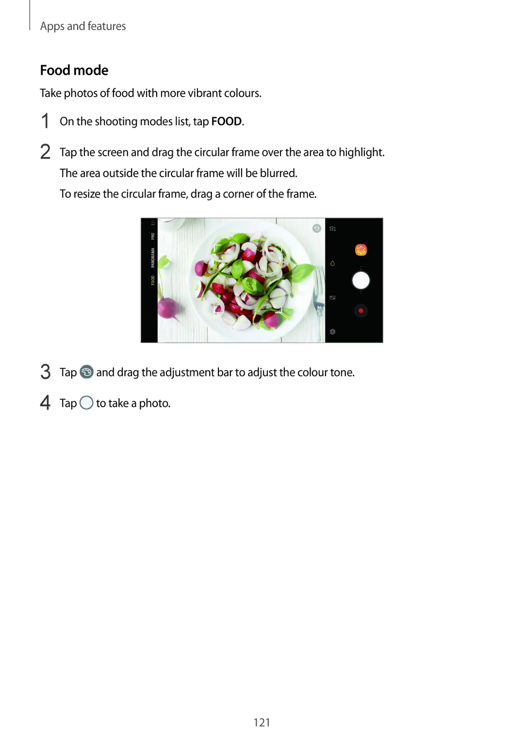 Samsung SM-G960FZKDXEH, SM-G960FZPDDBT, SM-G960FZAHDBT, SM-G960FZBDDBT, SM-G960FZBADBT, SM-G960FZPADBT manual Food mode 