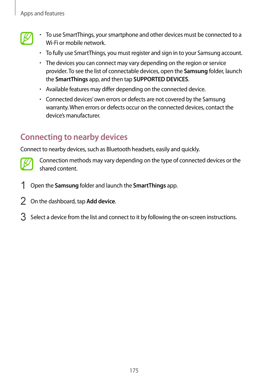 Samsung SM-G965FZPAATL, SM-G960FZPDDBT, SM-G960FZAHDBT, SM-G960FZBDDBT, SM-G960FZBADBT manual Connecting to nearby devices 