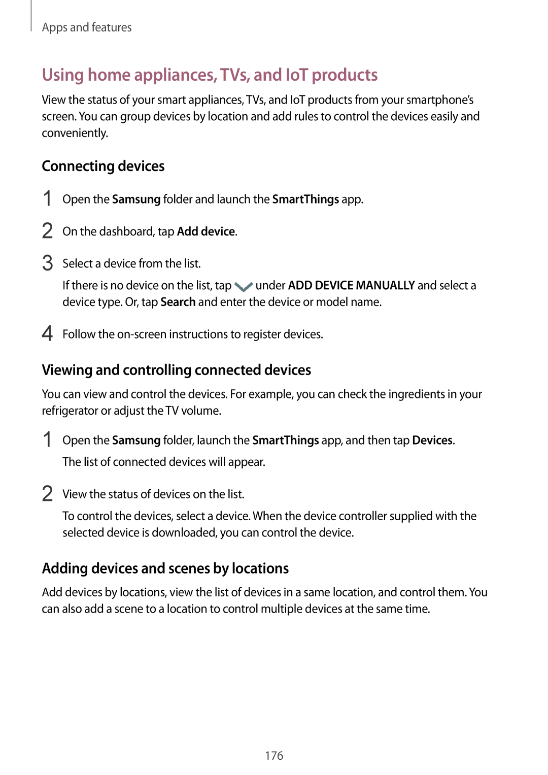 Samsung SM-G965FZKASEE, SM-G960FZPDDBT, SM-G960FZAHDBT Using home appliances, TVs, and IoT products, Connecting devices 