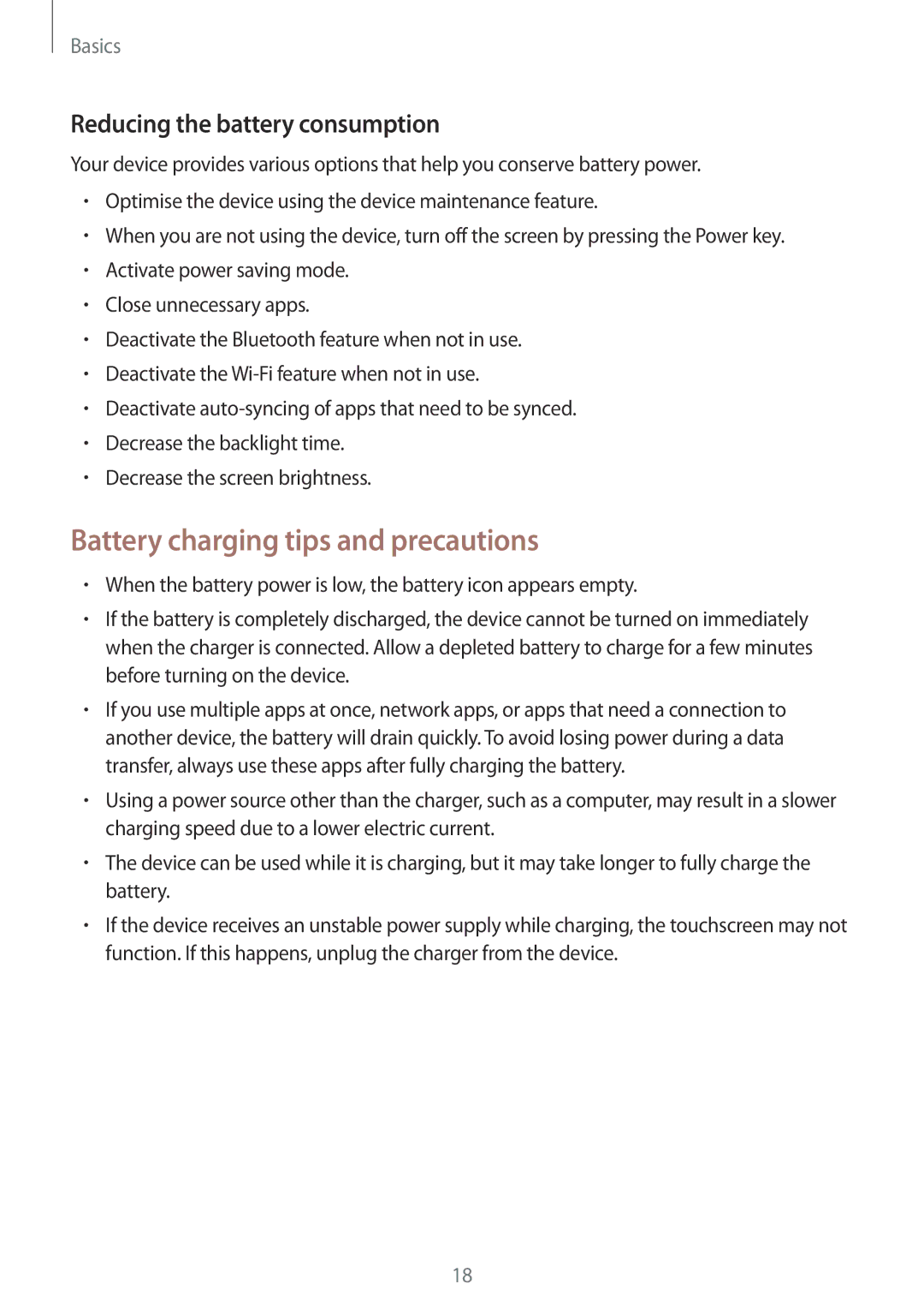 Samsung SM-G960FZBAFTM, SM-G960FZPDDBT manual Battery charging tips and precautions, Reducing the battery consumption 