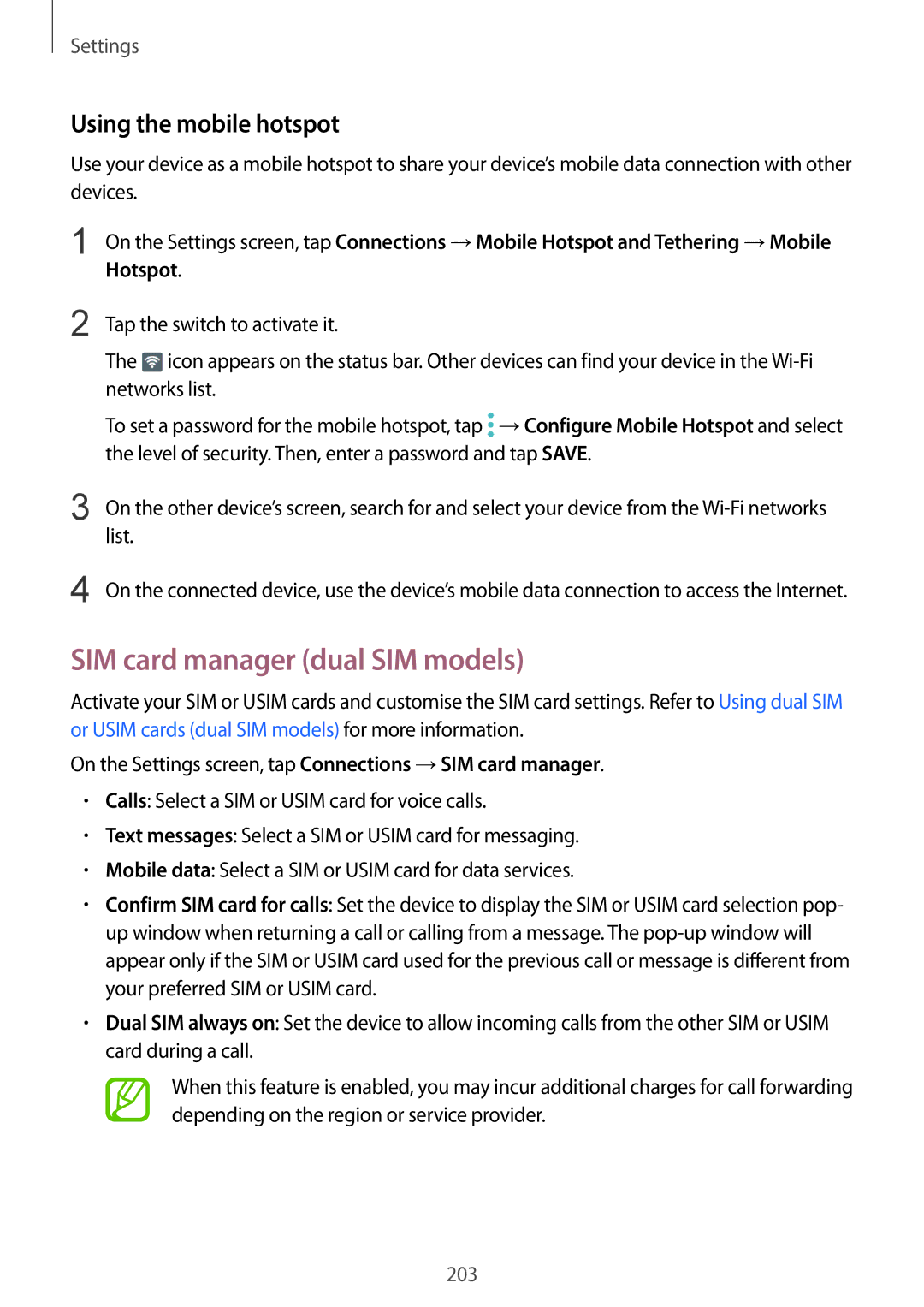 Samsung SM-G960FZPAO2C, SM-G960FZPDDBT, SM-G960FZAHDBT manual SIM card manager dual SIM models, Using the mobile hotspot 