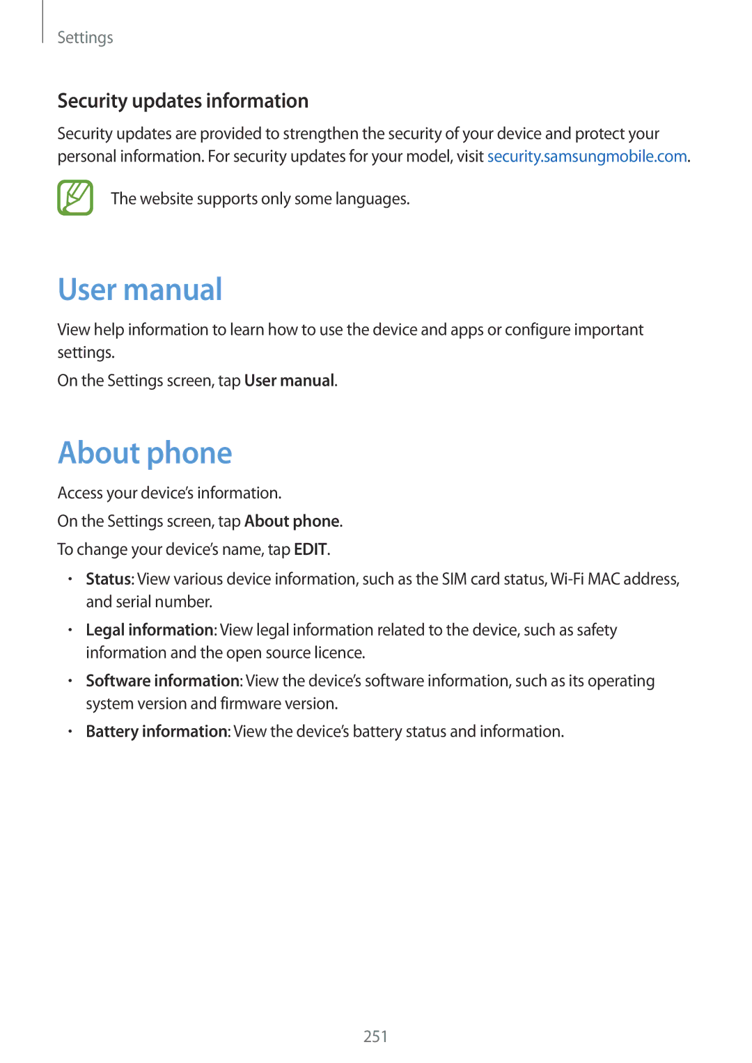 Samsung SM-G960FZBDXEH, SM-G960FZPDDBT, SM-G960FZAHDBT, SM-G960FZBDDBT manual About phone, Security updates information 