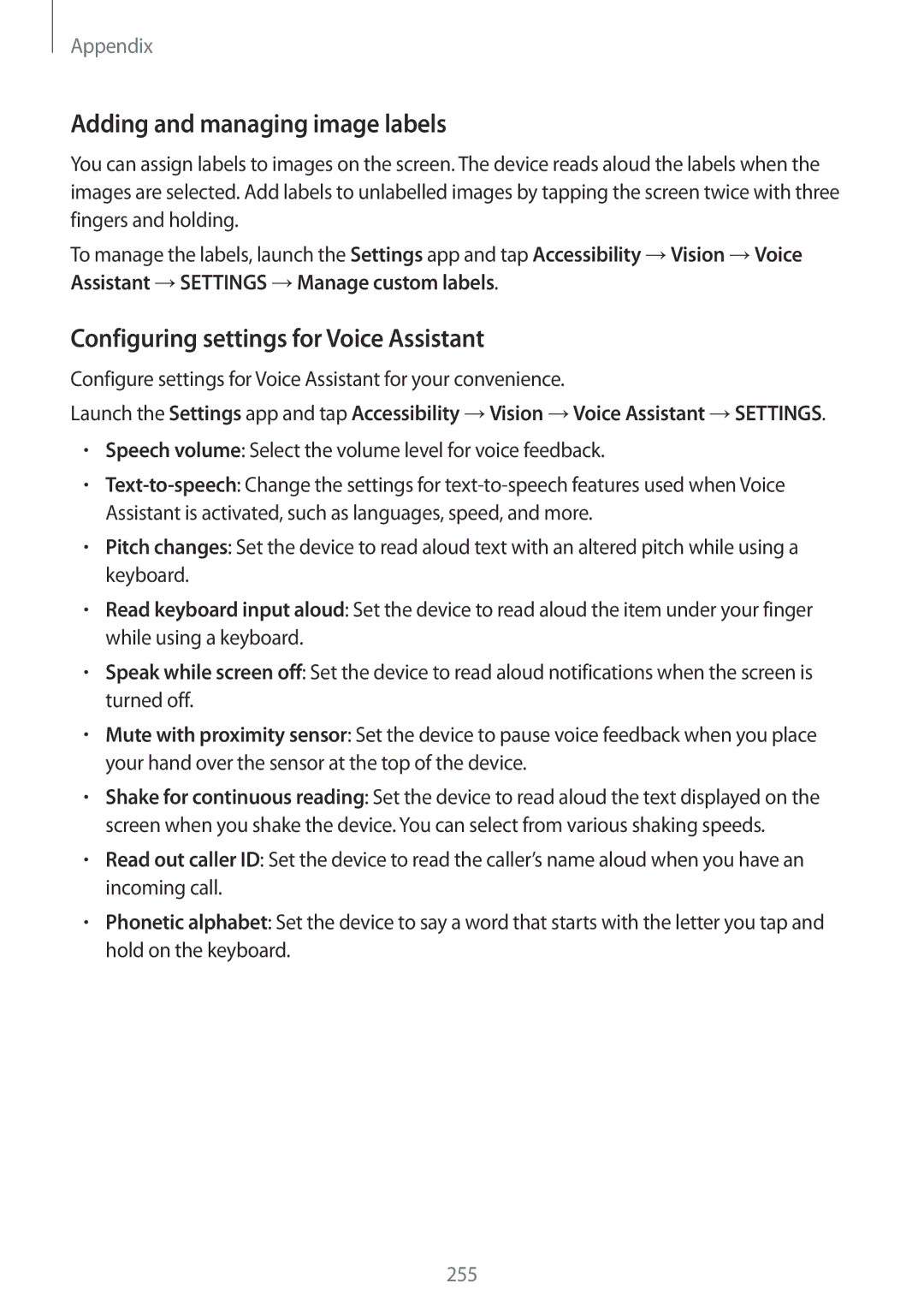 Samsung SM-G960FZBAVDH, SM-G960FZPDDBT manual Adding and managing image labels, Configuring settings for Voice Assistant 