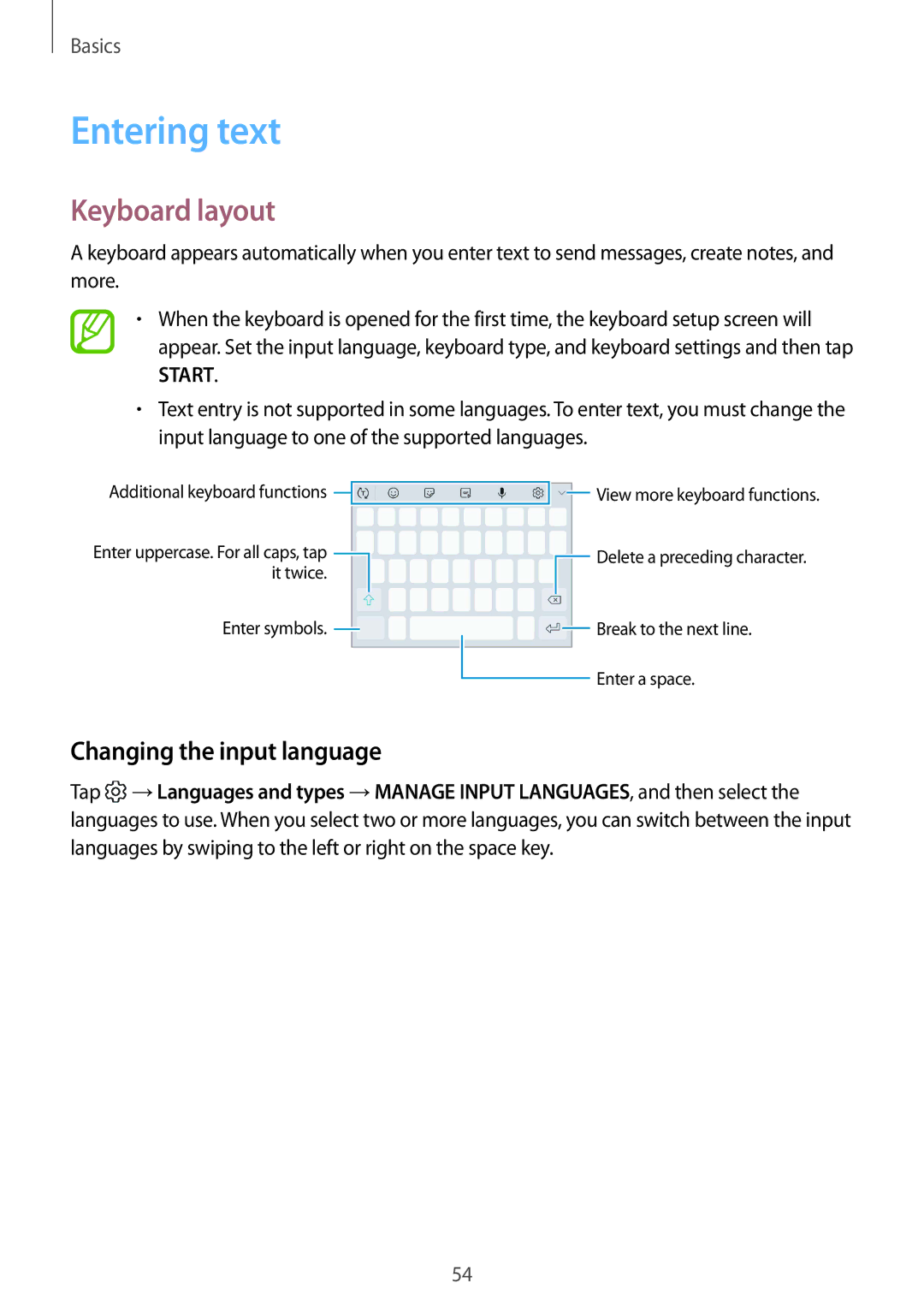 Samsung SM-G960FZPDBGL, SM-G960FZPDDBT, SM-G960FZAHDBT manual Entering text, Keyboard layout, Changing the input language 