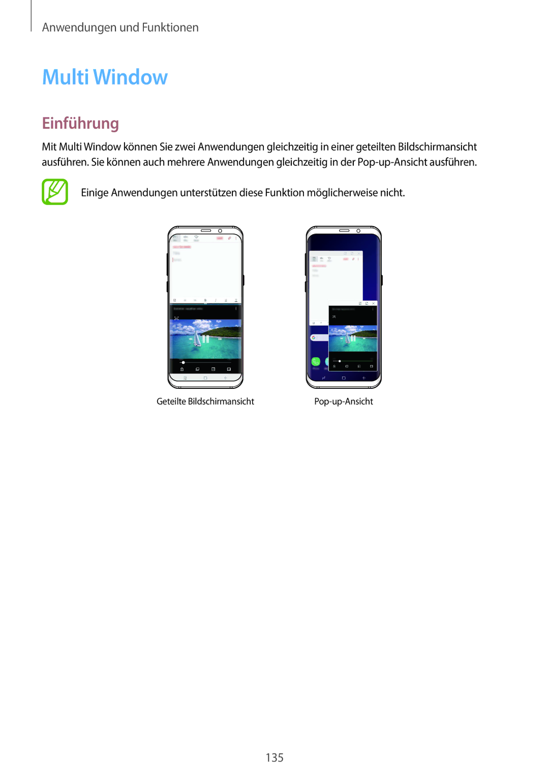 Samsung SM-G965FZPADBT, SM-G960FZPDDBT, SM-G960FZAHDBT, SM-G960FZBDDBT, SM-G960FZBADBT manual Multi Window, Einführung 