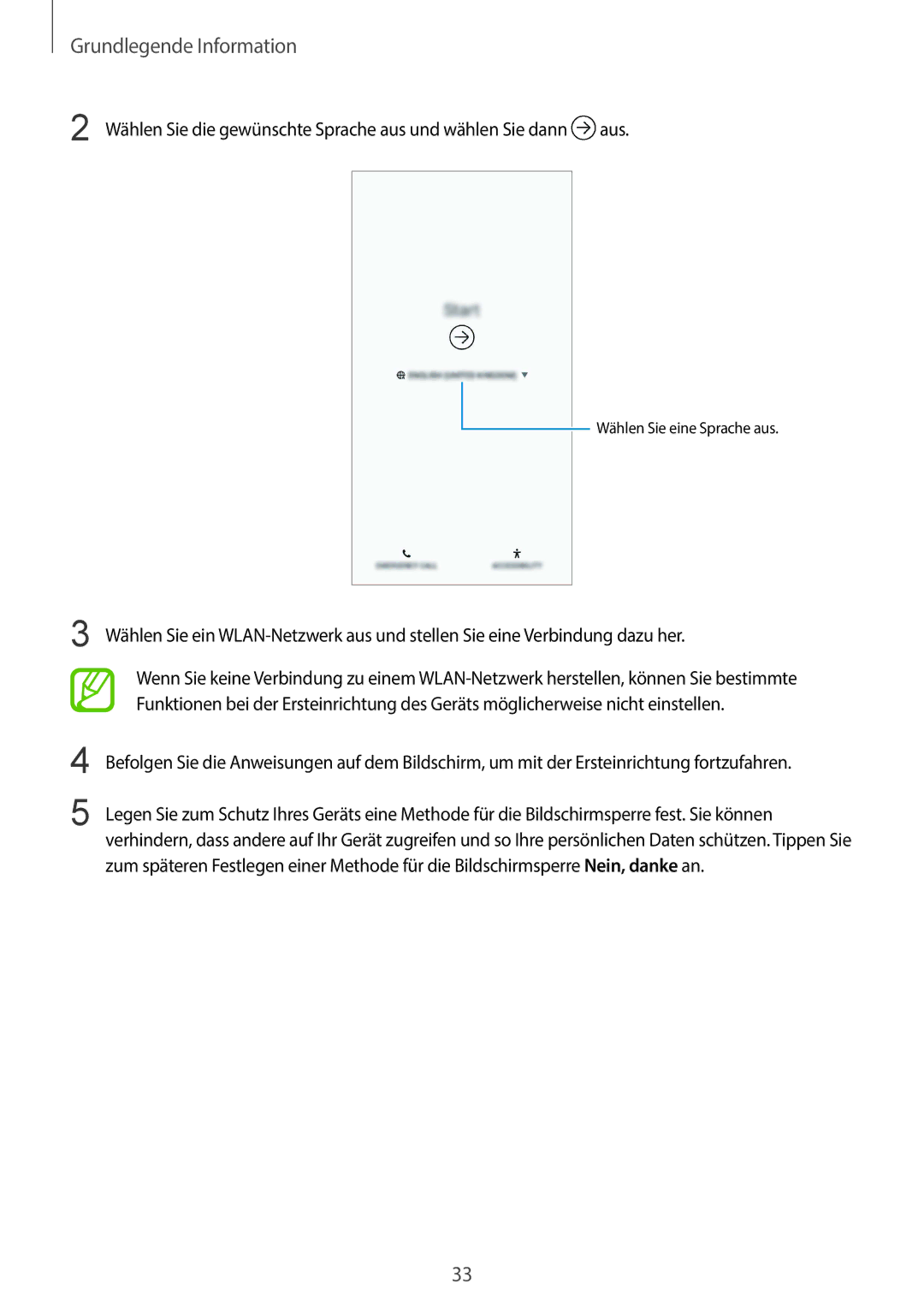 Samsung SM-G960FZAHDBT, SM-G960FZPDDBT, SM-G960FZBDDBT manual Wählen Sie die gewünschte Sprache aus und wählen Sie dann 