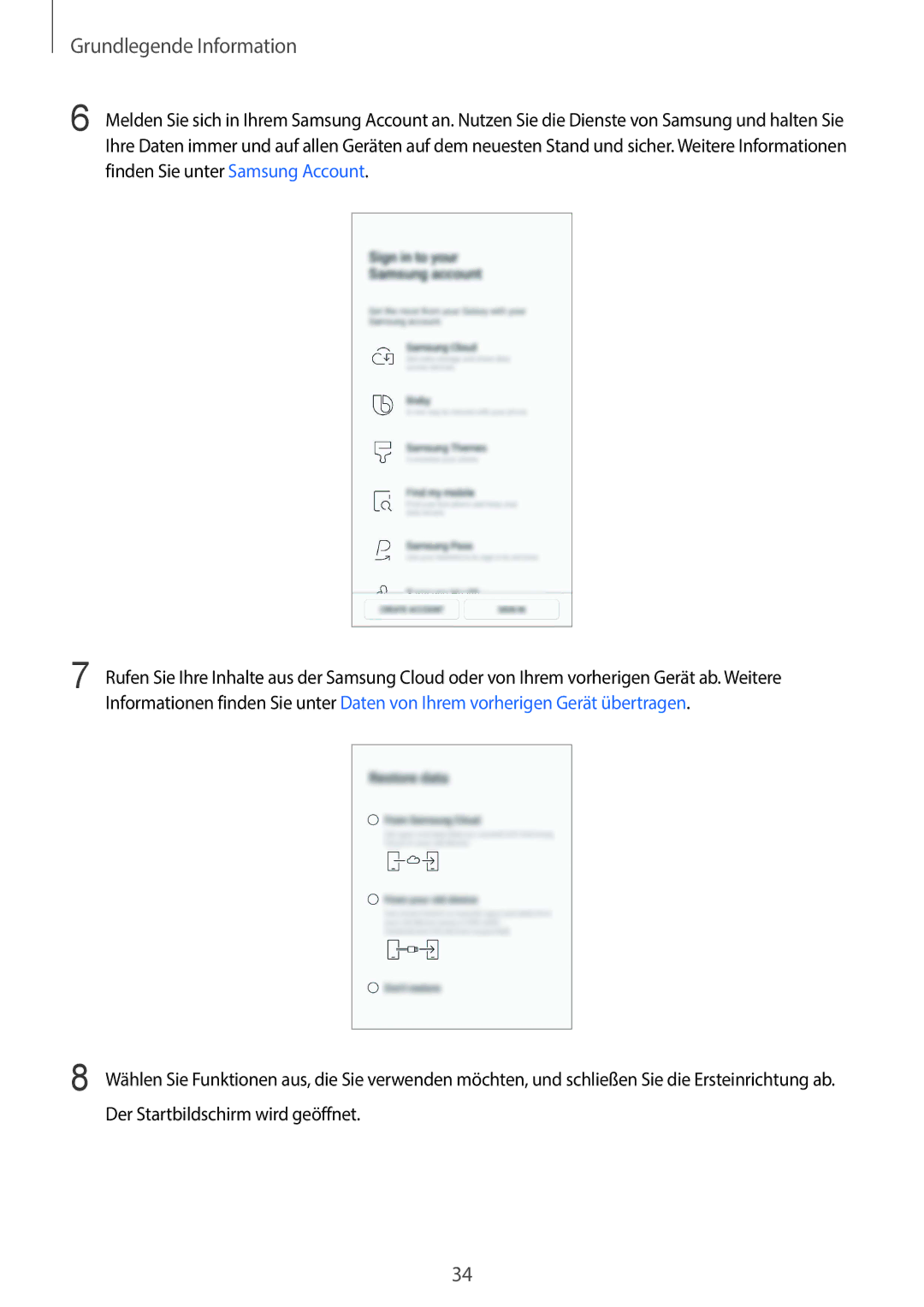 Samsung SM-G960FZBDDBT, SM-G960FZPDDBT, SM-G960FZAHDBT, SM-G960FZBADBT, SM-G960FZPADBT manual Grundlegende Information 