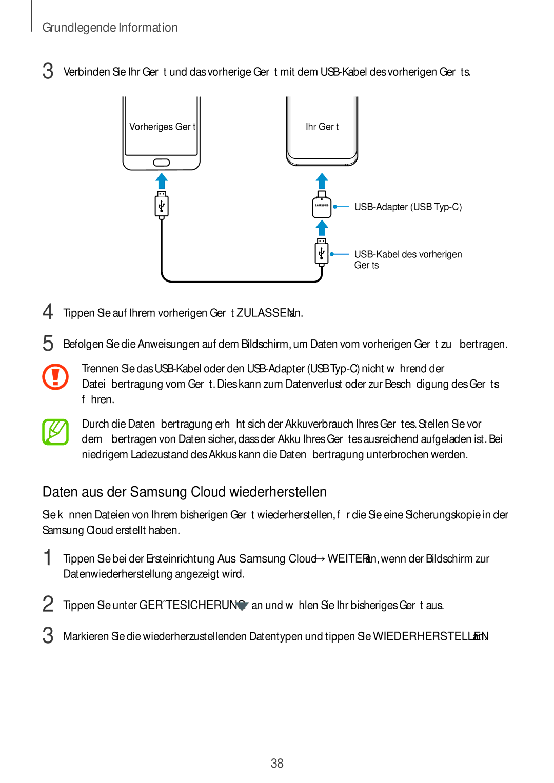 Samsung SM-G965FZBADBT Daten aus der Samsung Cloud wiederherstellen, Tippen Sie auf Ihrem vorherigen Gerät Zulassen an 