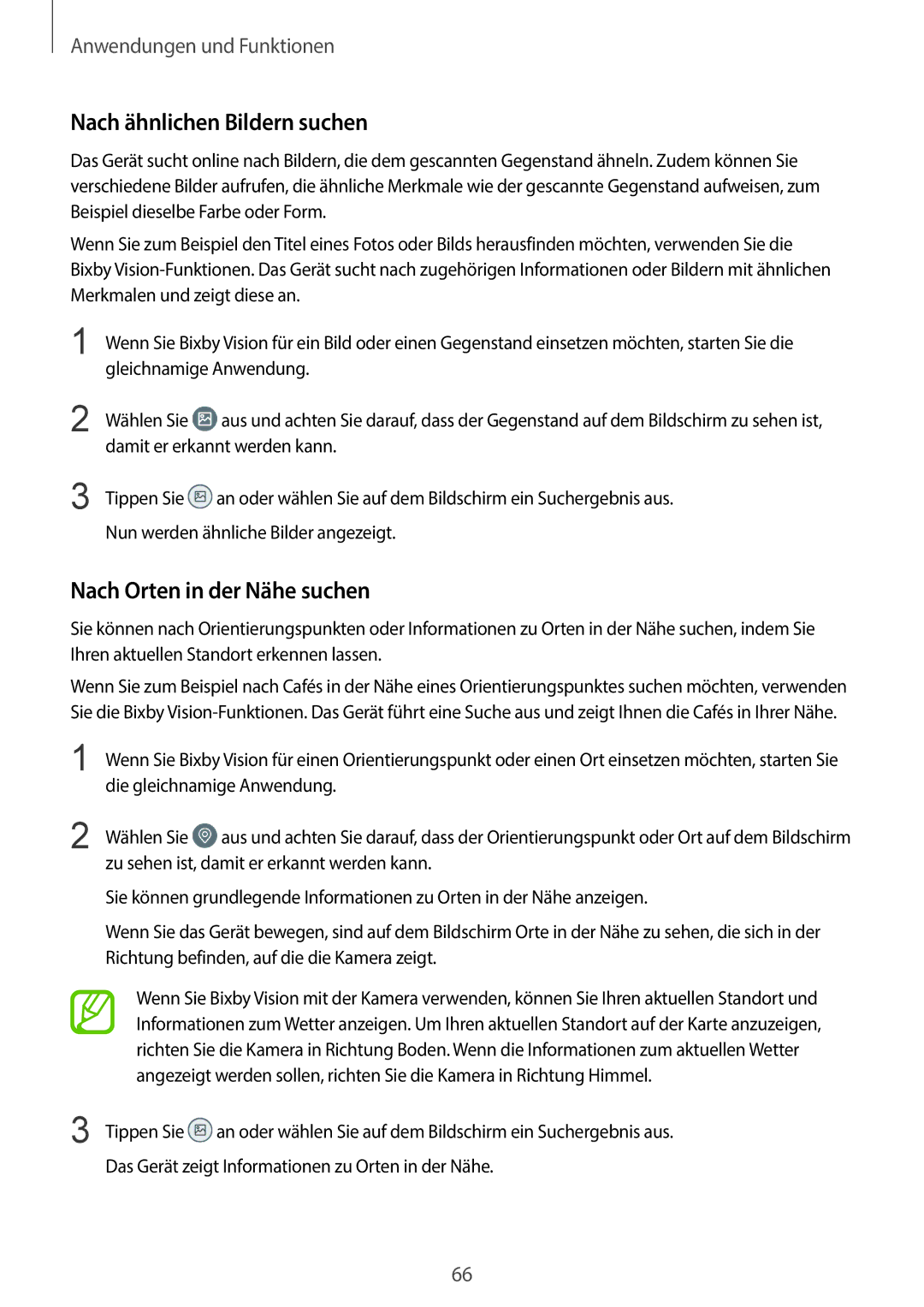 Samsung SM-G960FZBDDBT, SM-G960FZPDDBT, SM-G960FZAHDBT manual Nach ähnlichen Bildern suchen, Nach Orten in der Nähe suchen 