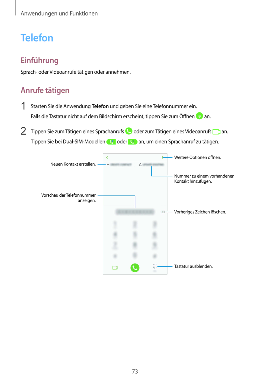 Samsung SM-G965FZKHDBT, SM-G960FZPDDBT manual Telefon, Anrufe tätigen, Sprach- oder Videoanrufe tätigen oder annehmen 