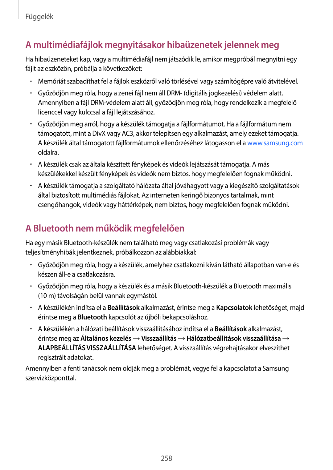 Samsung SM-G960FZKAVDH, SM-G965FZKAVDH, SM-G960FZBDXEH manual Multimédiafájlok megnyitásakor hibaüzenetek jelennek meg 