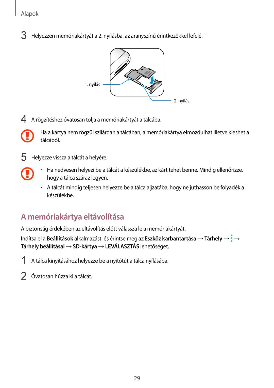 Samsung SM-G960FZBDXEH, SM-G965FZKAVDH, SM-G960FZPDXEH, SM-G960FZKDXEH, SM-G960FZPAPAN manual Memóriakártya eltávolítása 