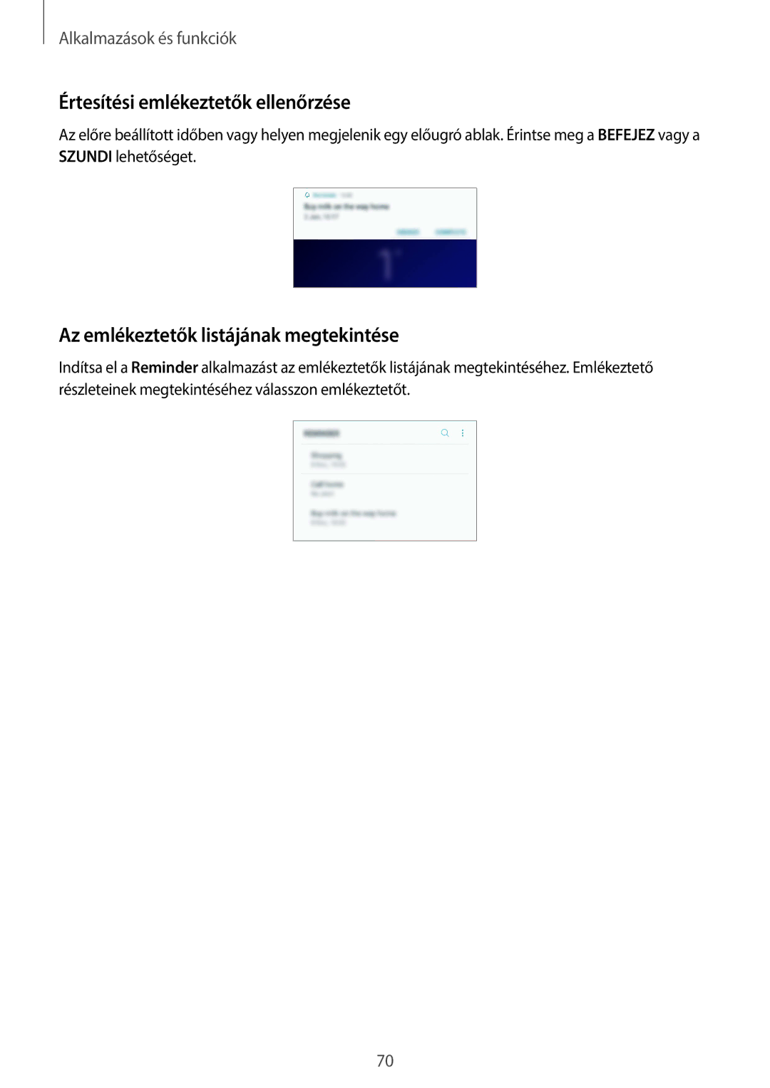 Samsung SM-G965FZKAVDH, SM-G960FZBDXEH manual Értesítési emlékeztetők ellenőrzése, Az emlékeztetők listájának megtekintése 