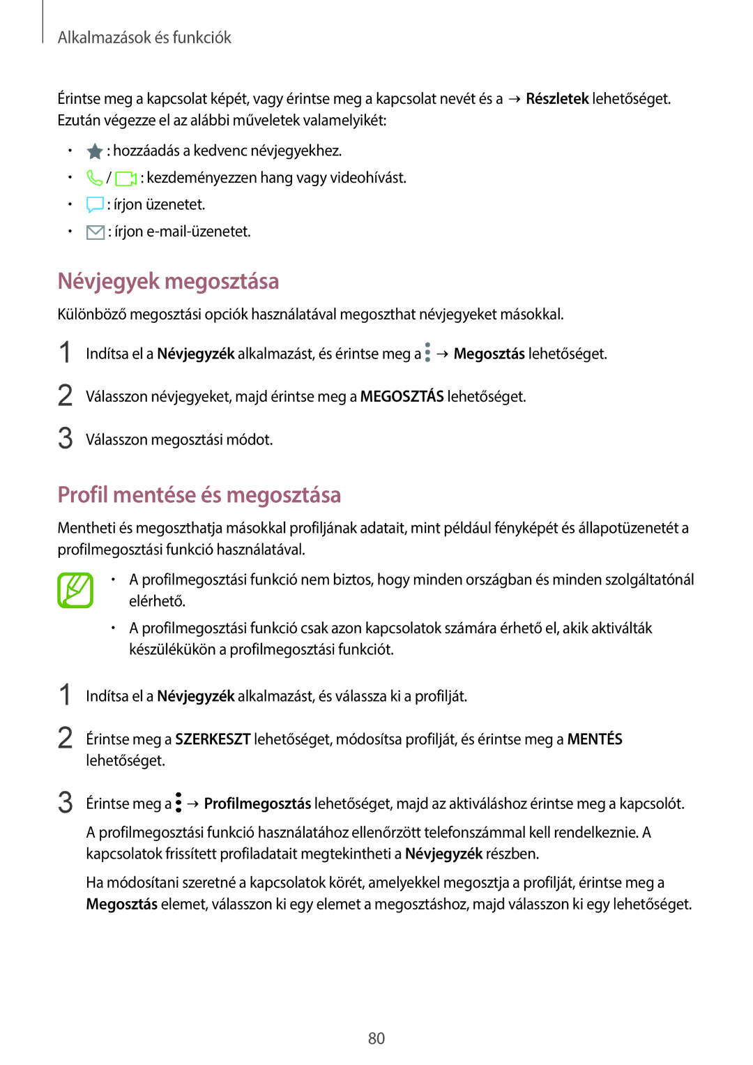 Samsung SM-G960FZKDXEH, SM-G965FZKAVDH manual Névjegyek megosztása, Profil mentése és megosztása, Válasszon megosztási módot 