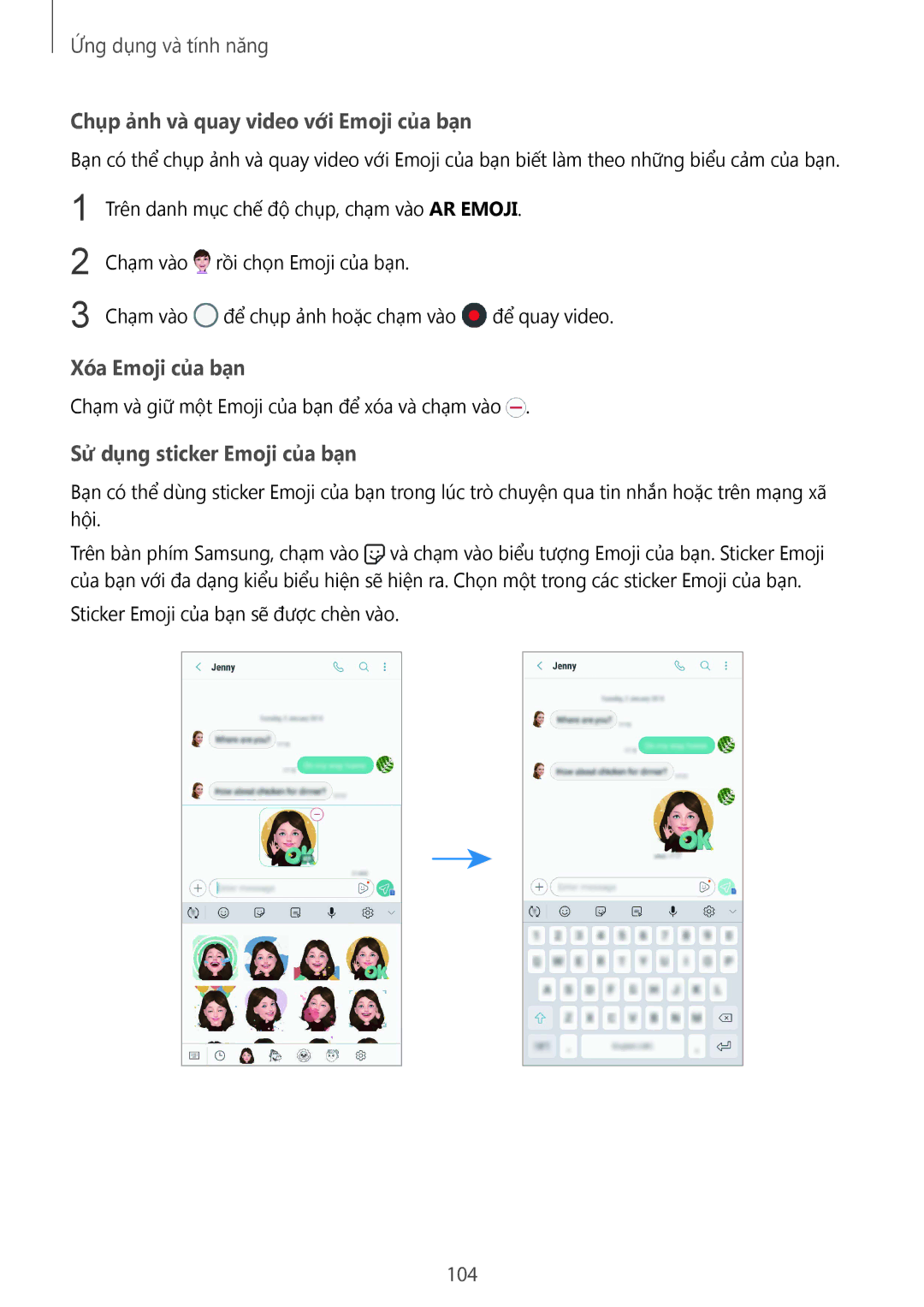 Samsung SM-G965FZKDXXV Chụp ảnh và quay video với Emoji của bạn, Xóa Emoji của bạn, Sử dụng sticker Emoji của bạn, 104 