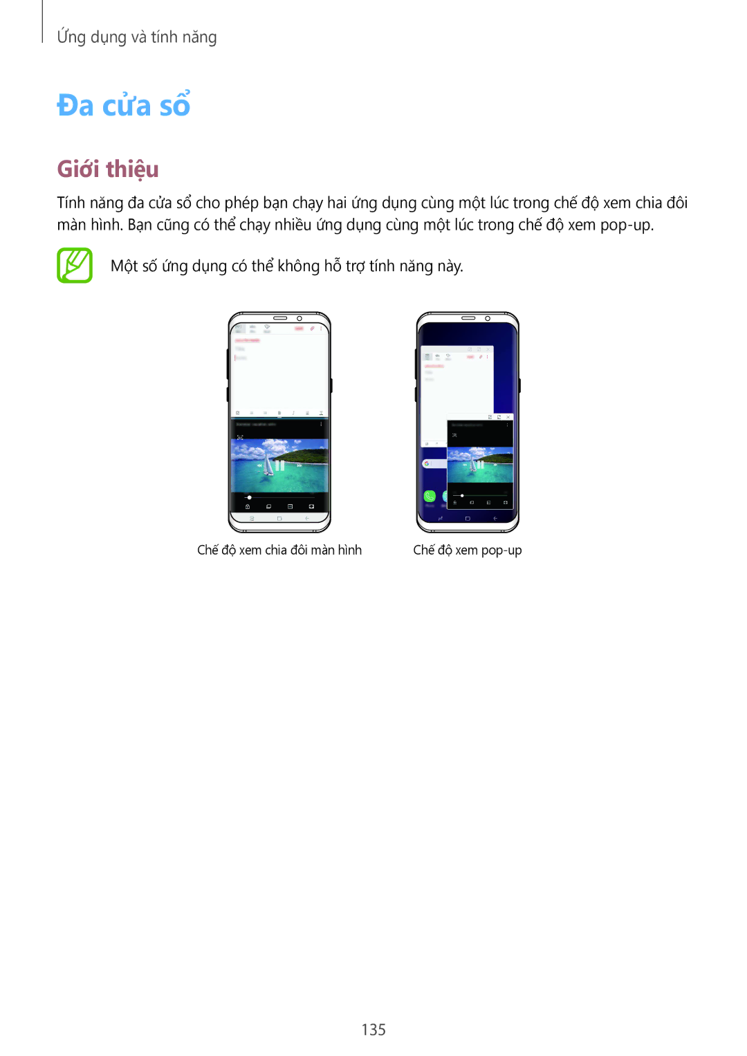 Samsung SM-G965FZPDXXV, SM-G965FZKDXXV, SM-G965FZKGXXV, SM-G965FZBDXXV manual Đa cửa sổ, 135 