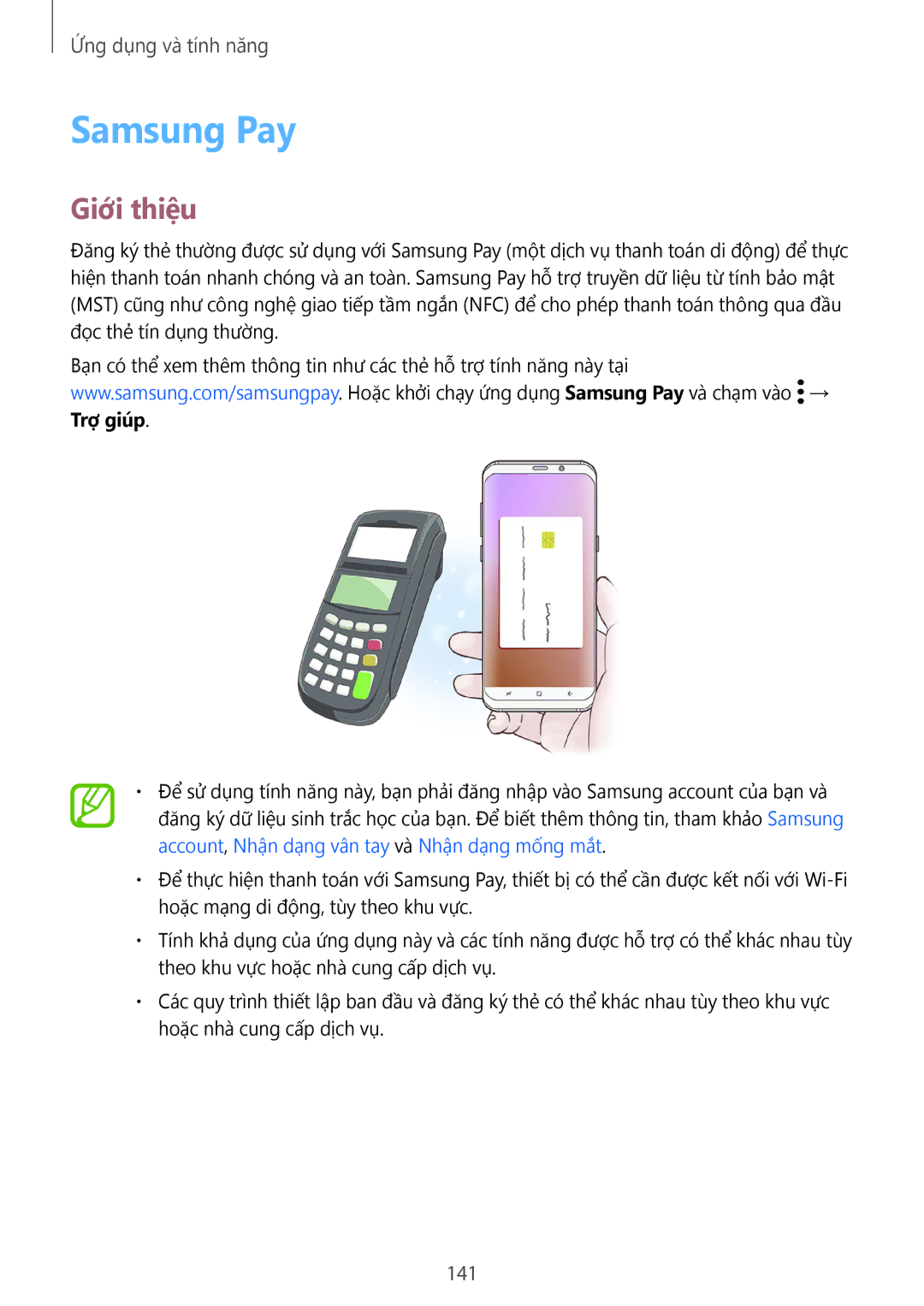 Samsung SM-G965FZKGXXV, SM-G965FZKDXXV, SM-G965FZBDXXV, SM-G965FZPDXXV manual Samsung Pay, 141 