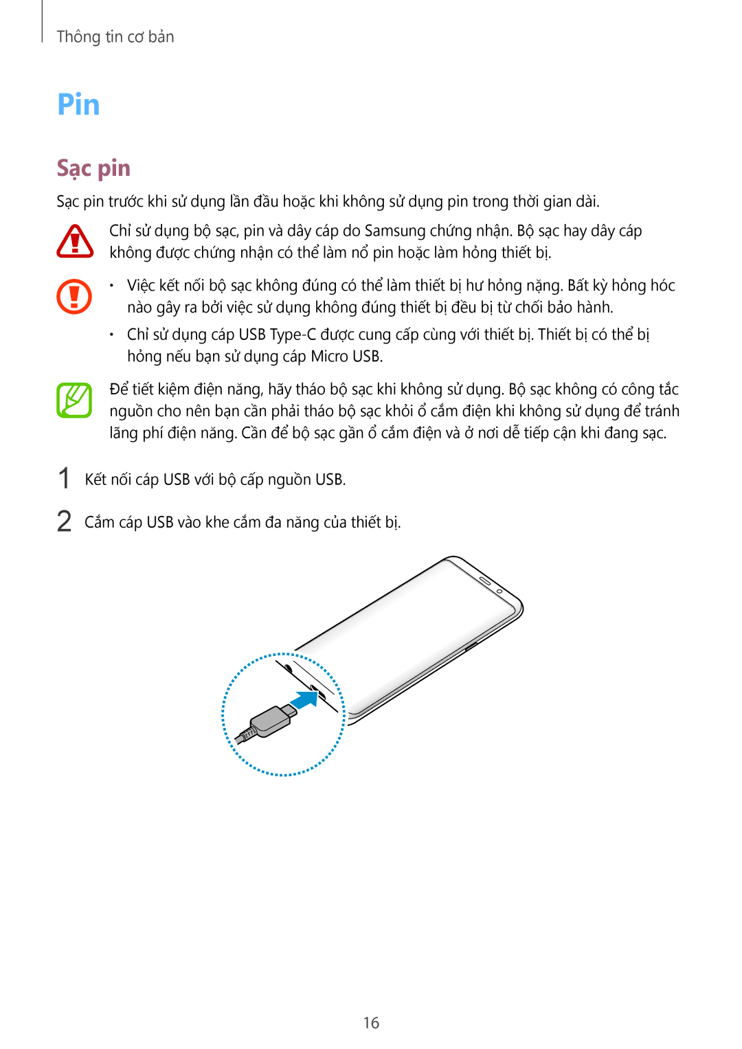 Samsung SM-G965FZKDXXV, SM-G965FZKGXXV, SM-G965FZBDXXV, SM-G965FZPDXXV manual Pin, Sạc pin 