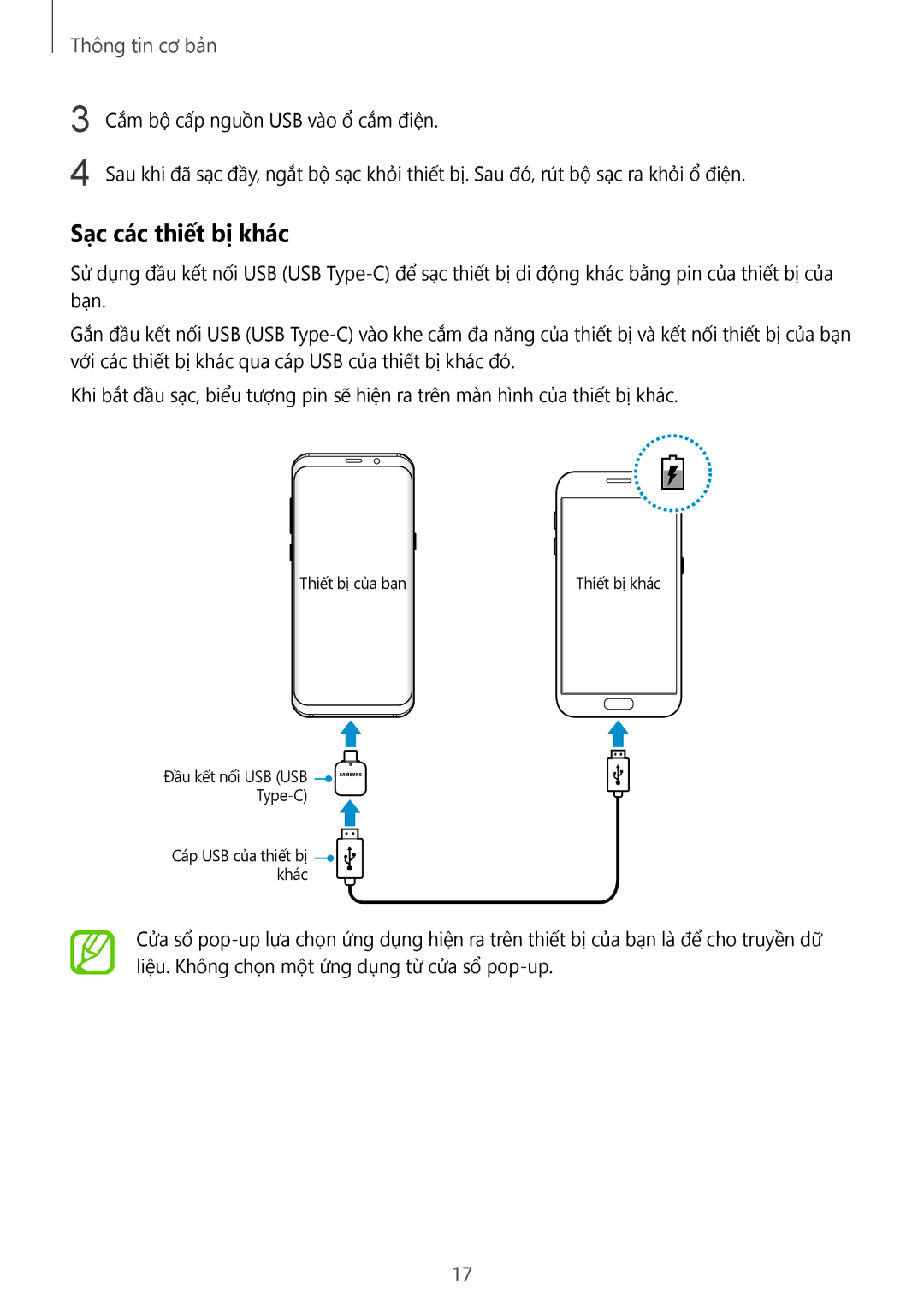 Samsung SM-G965FZKGXXV, SM-G965FZKDXXV, SM-G965FZBDXXV, SM-G965FZPDXXV manual Sạc các thiết bị khác 