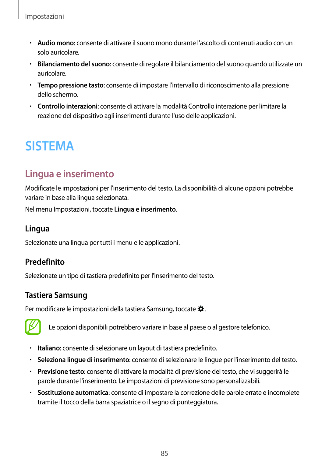 Samsung SM-J100HZBAPHE, SM-J100HZKAPLS, SM-J100HZBAPRT, SM-J100HZWAXEO Lingua e inserimento, Predefinito, Tastiera Samsung 