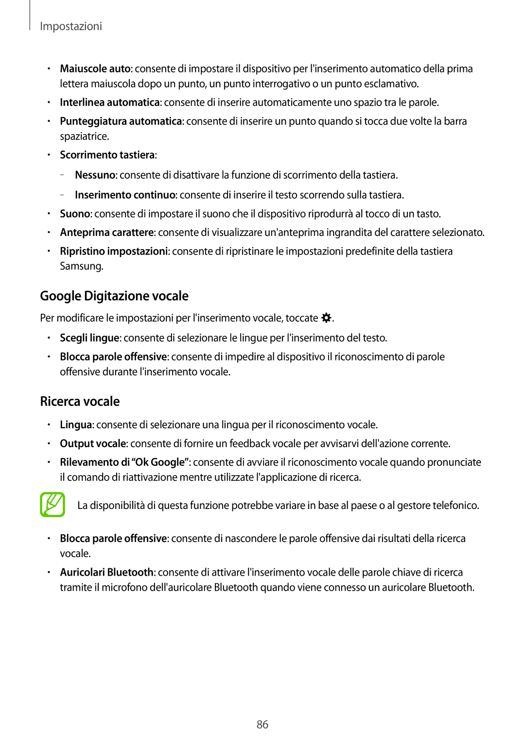 Samsung SM-J100HZKAWIN, SM-J100HZKAPLS, SM-J100HZBAPRT, SM-J100HZWAXEO manual Google Digitazione vocale, Scorrimento tastiera 