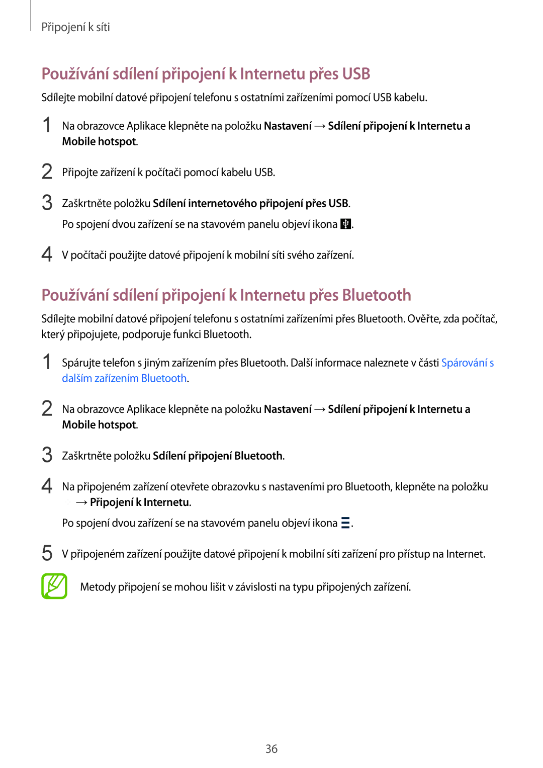 Samsung SM-J100HZKDETL, SM-J100HZKAPLS manual Používání sdílení připojení k Internetu přes USB, →Připojení k Internetu 